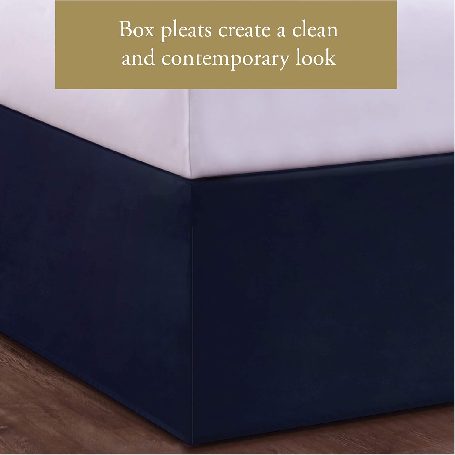 Luxury Hotel Style Bed Skirt Box Pleats 14 Inch Drop Full Navy