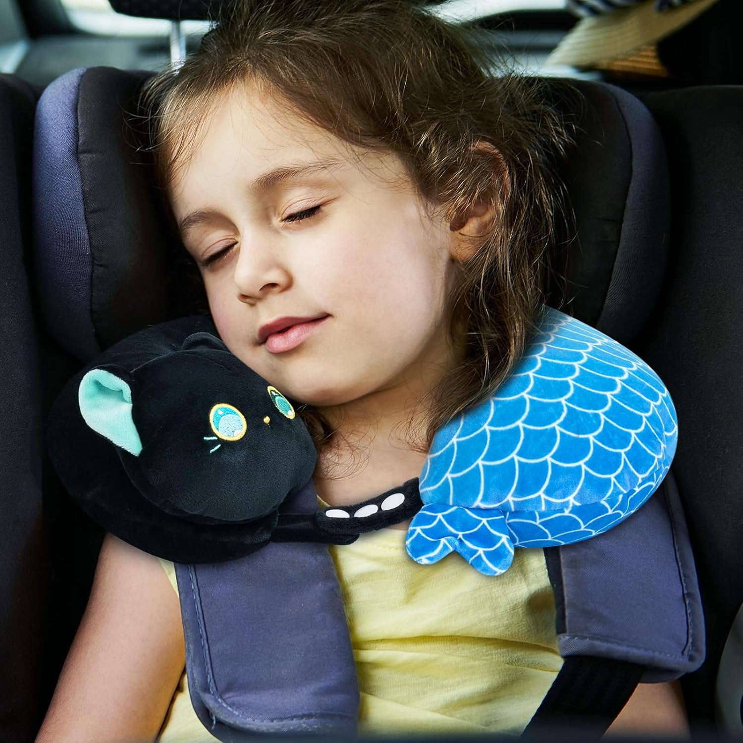 Caaaat 2-in-1 Reversible Travel Pillow with Cute Cat Plush Design