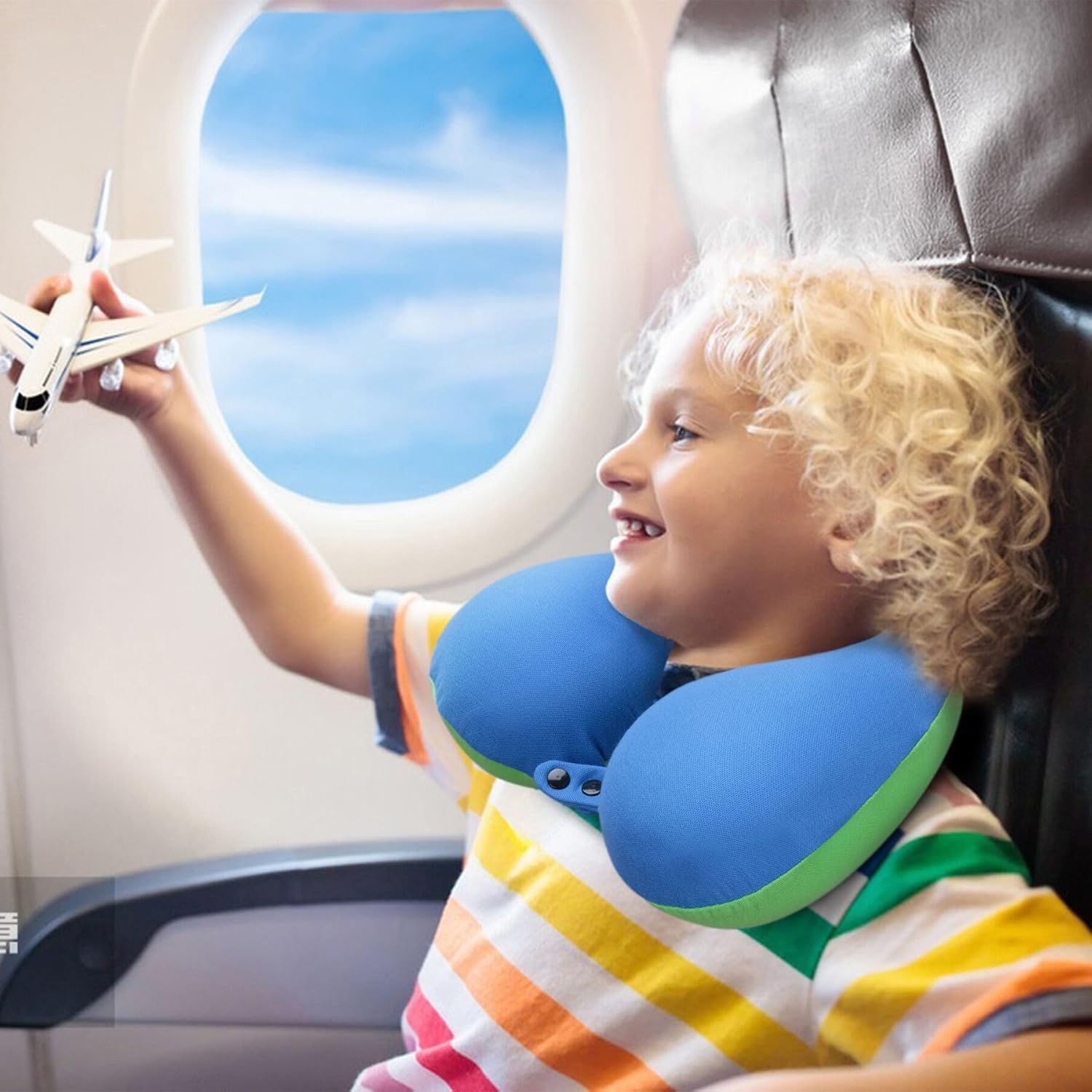 COOLBEBE Kids Travel Neck Pillow 2PCS Blue Green Pink Purple
