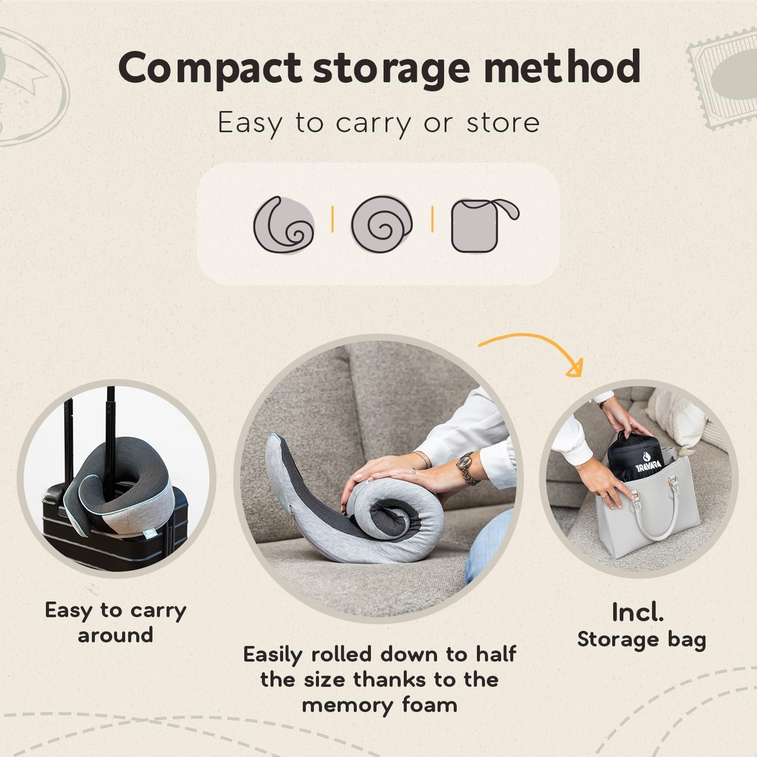 TRAVARA Memory Foam Neck Pillow for Airplanes