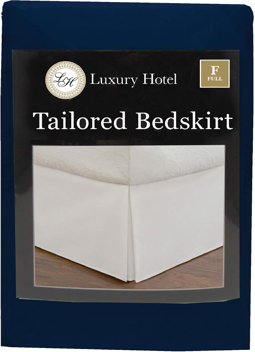 Luxury Hotel Style Bed Skirt Box Pleats 14 Inch Drop Full Navy