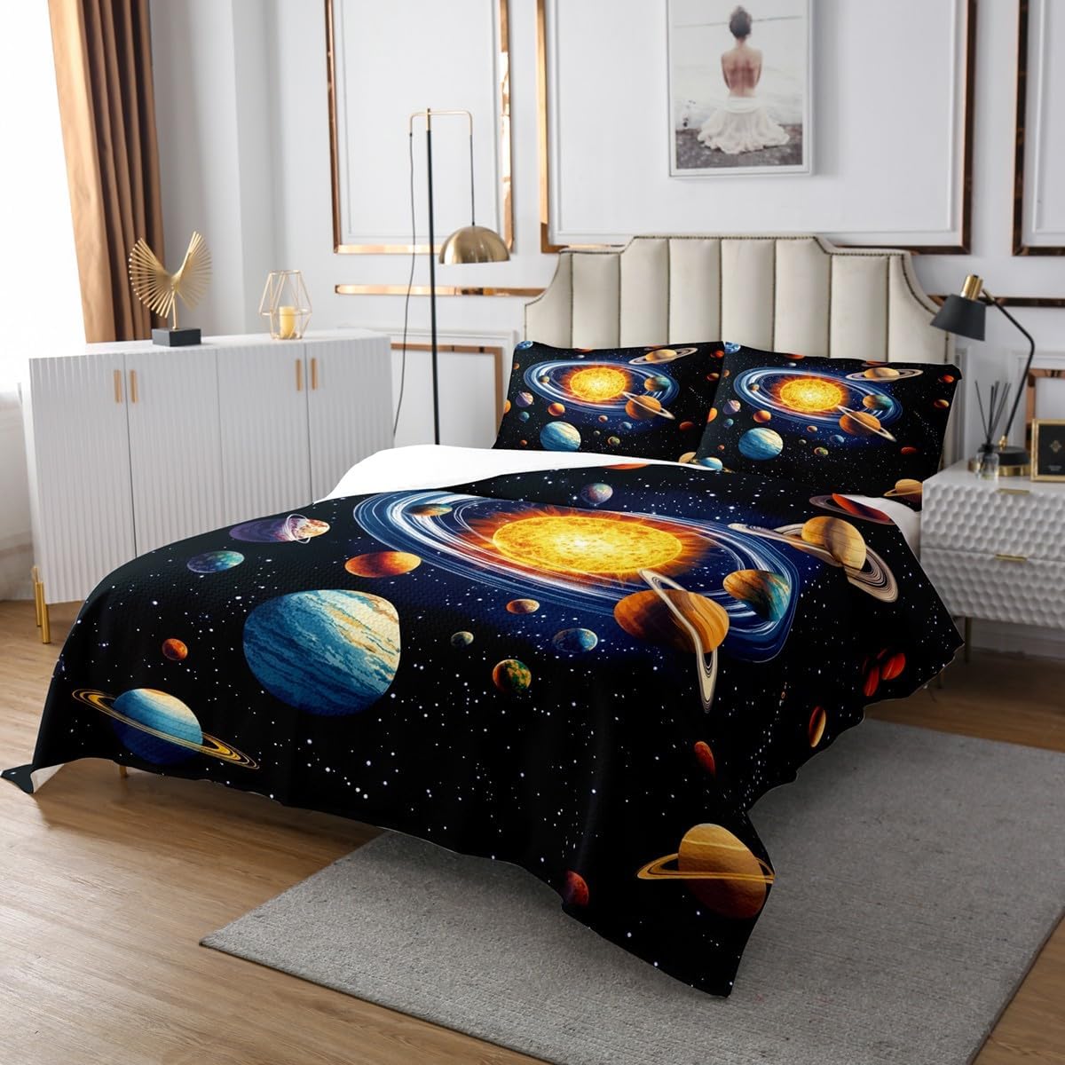 Manfei Colorful Space Quilts Set with Pillowshams