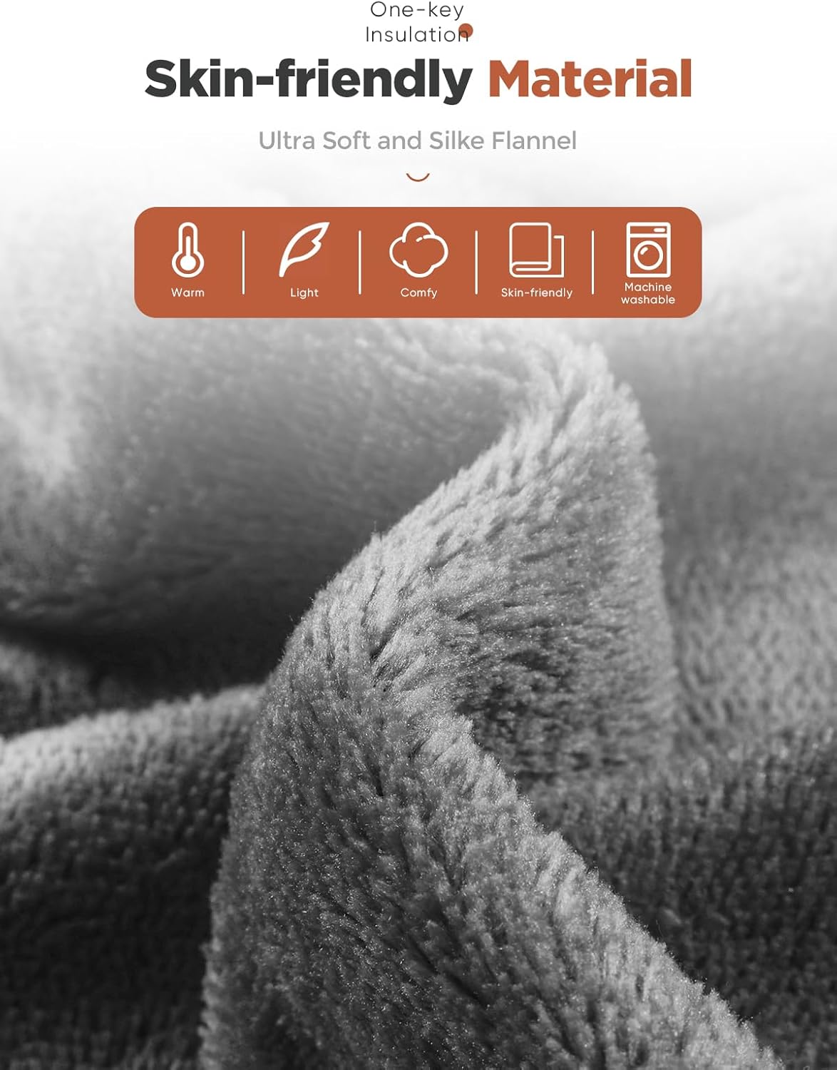 Mlivrom Heated Throw Blanket with Timer Auto-Off and 8 Heating Levels