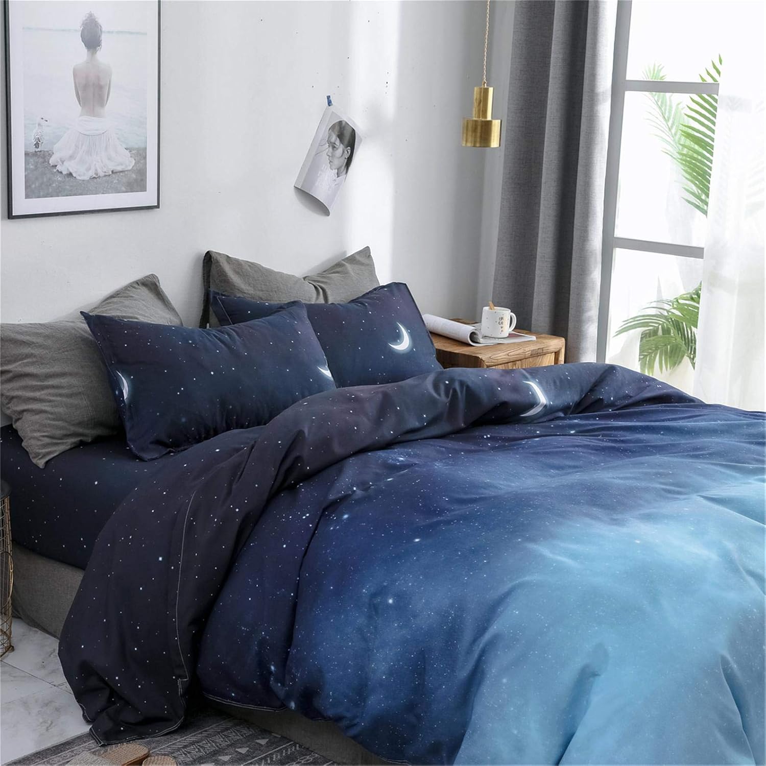 HYPREST Kids Duvet Cover Set Twin 2 Pcs Space Galaxy Print