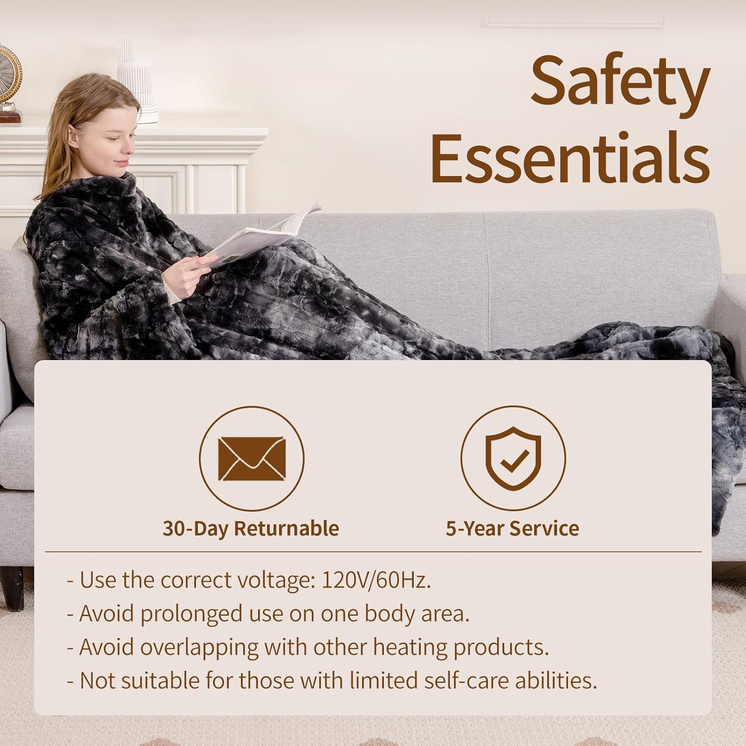 Bearhug Heated Blanket with Foot Pockets and Sleeves