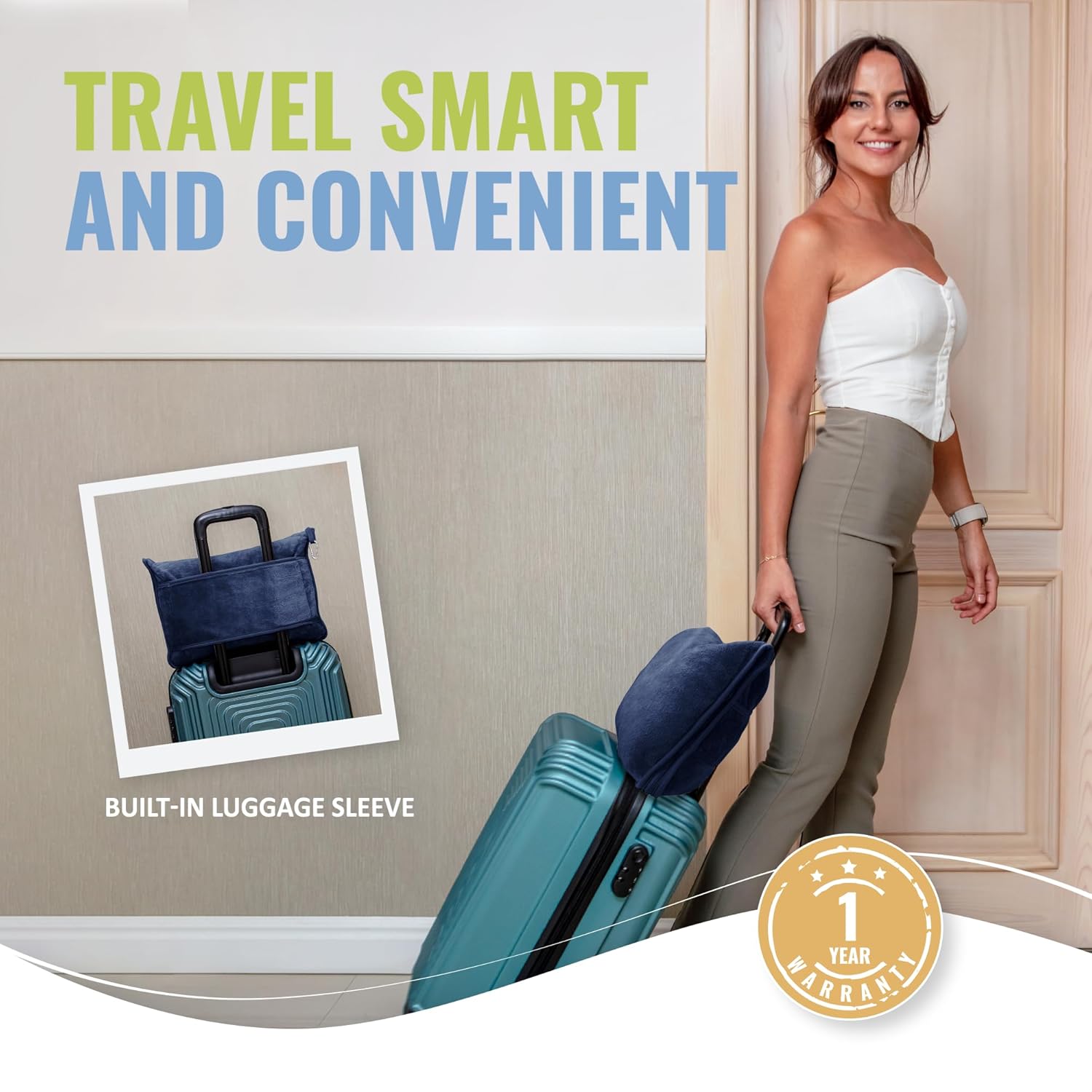 BOACAY Soft Warm Travel Blanket with Pillow and Luggage Sleeve