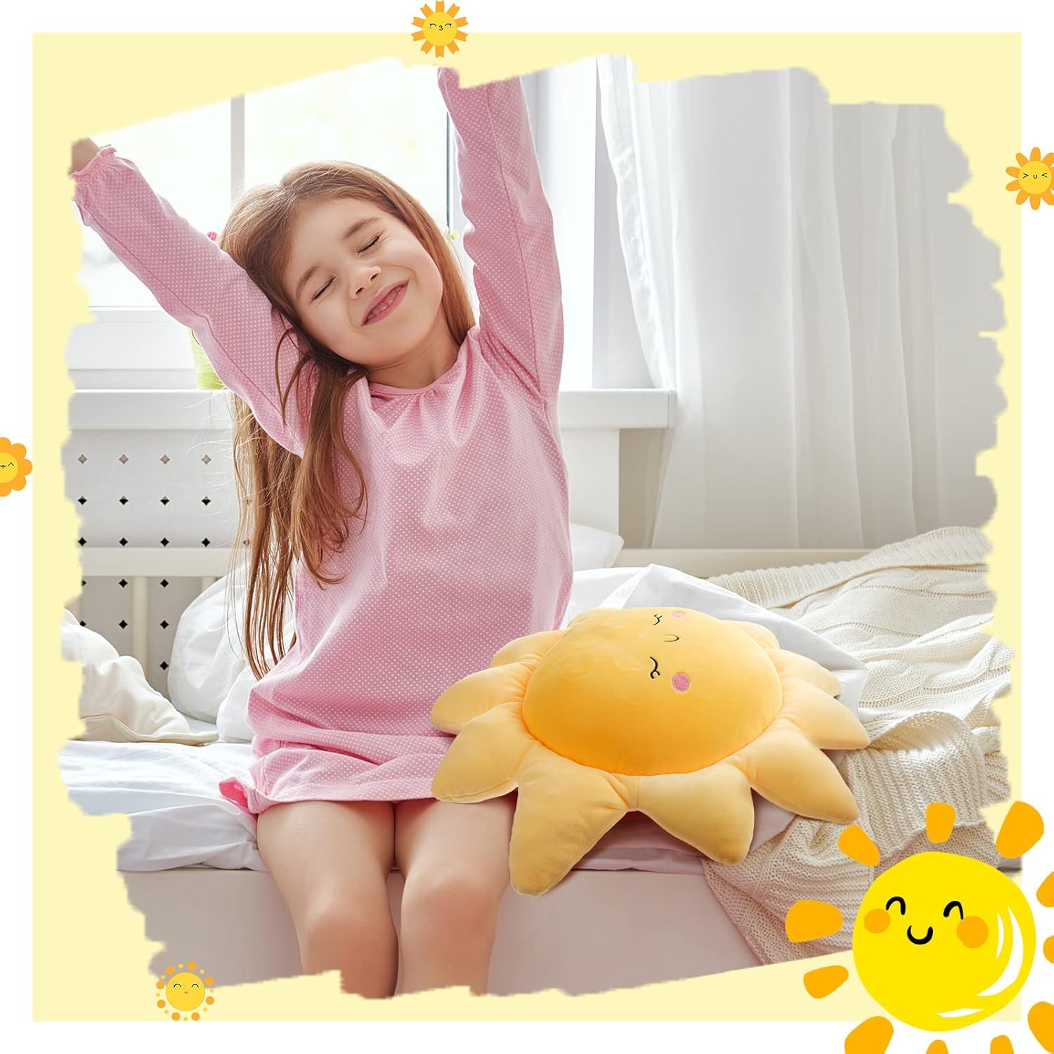 Juexica 2 Pcs Sun Shaped Plush Throw Pillows