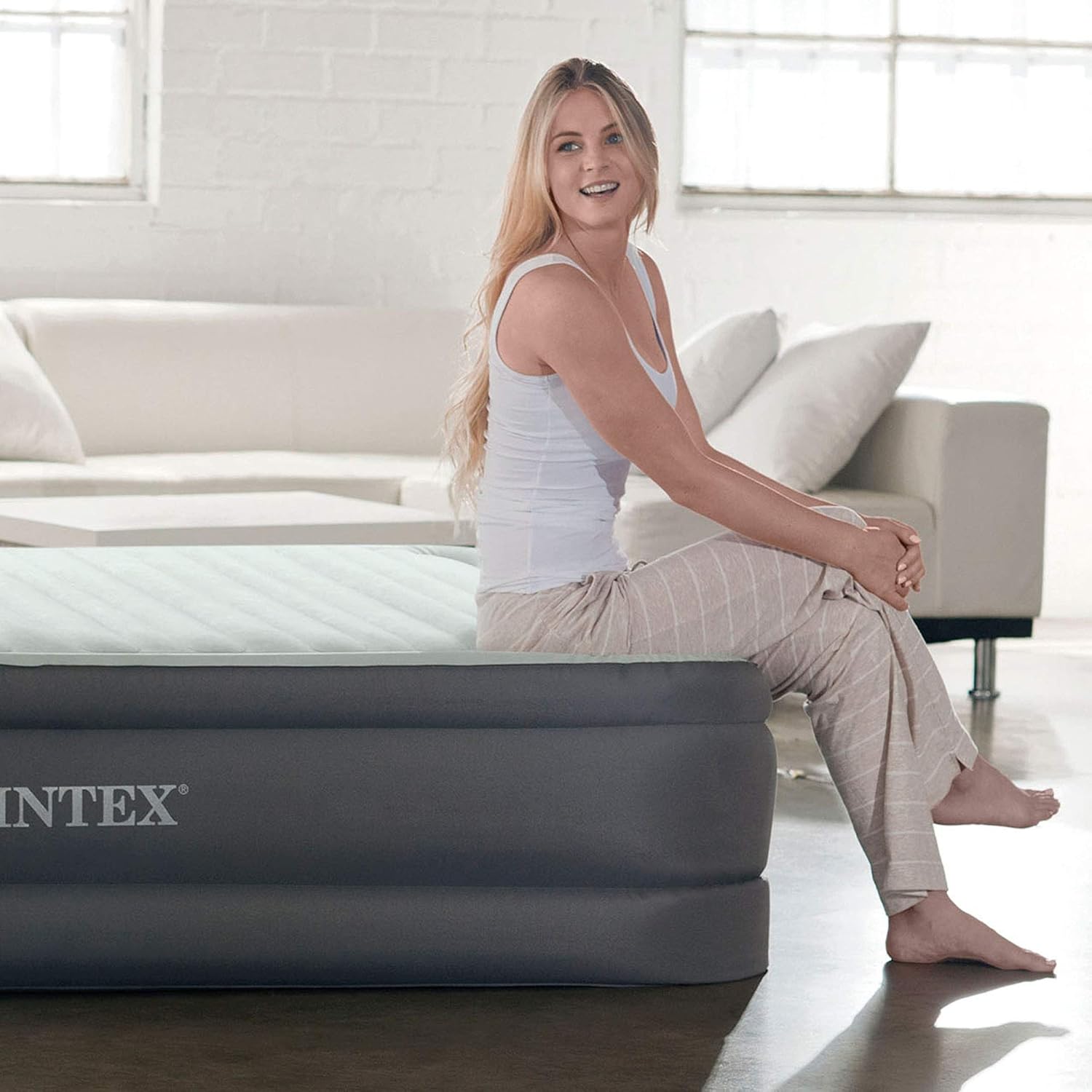 Intex PremAire I Fiber-Tech Elevated Air Mattress Twin