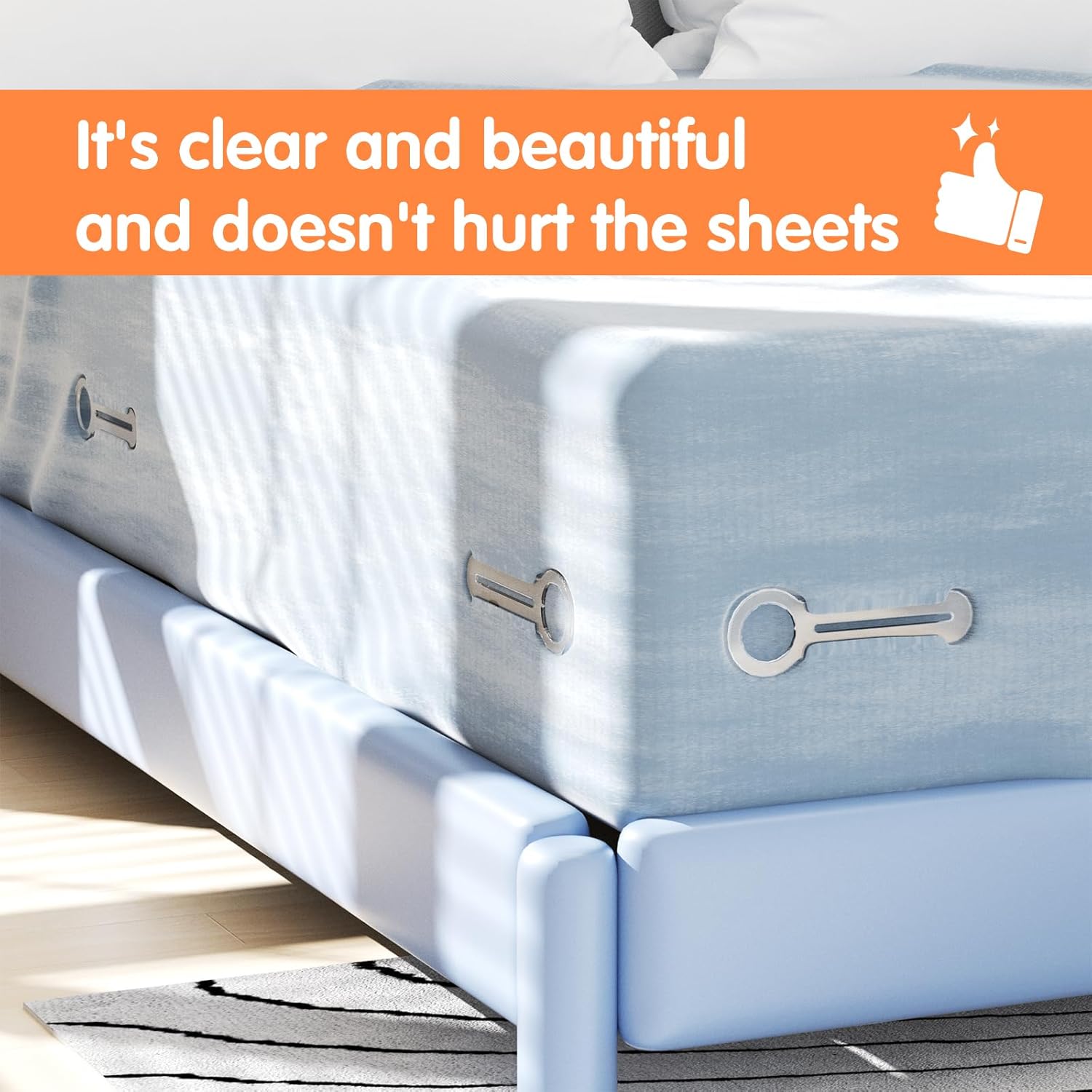 Fitenected Bed Sheet Holders Set of 4 - White