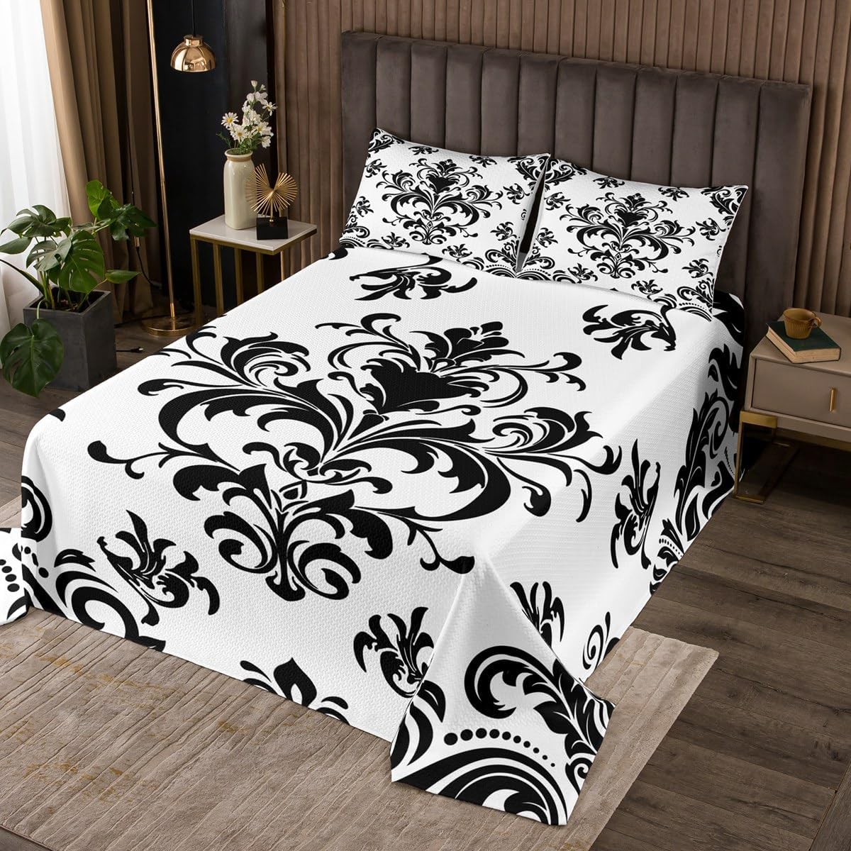 Erosebridal Baroque Damask Bedspread Set King Size