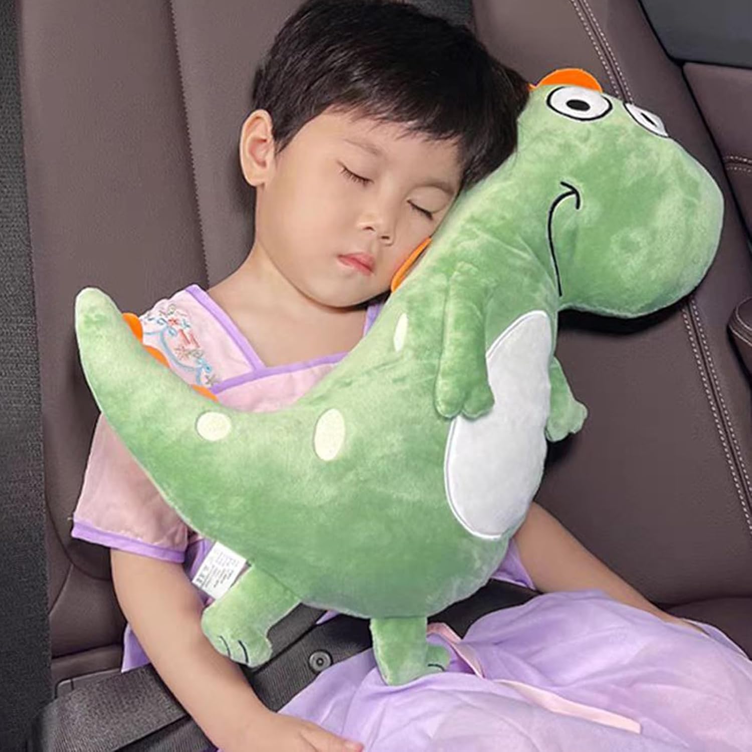 Dino Travel Pillow for Kids with Cartoon Design