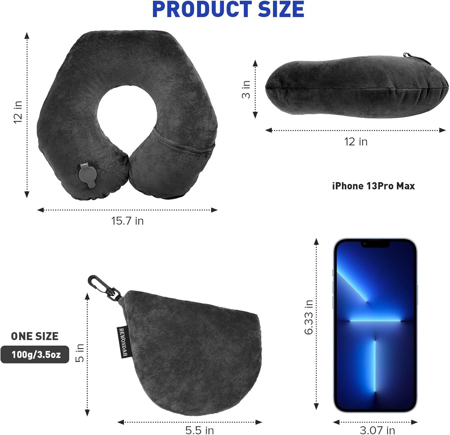 Rewondah Inflatable Travel Pillow for Flights and Trips