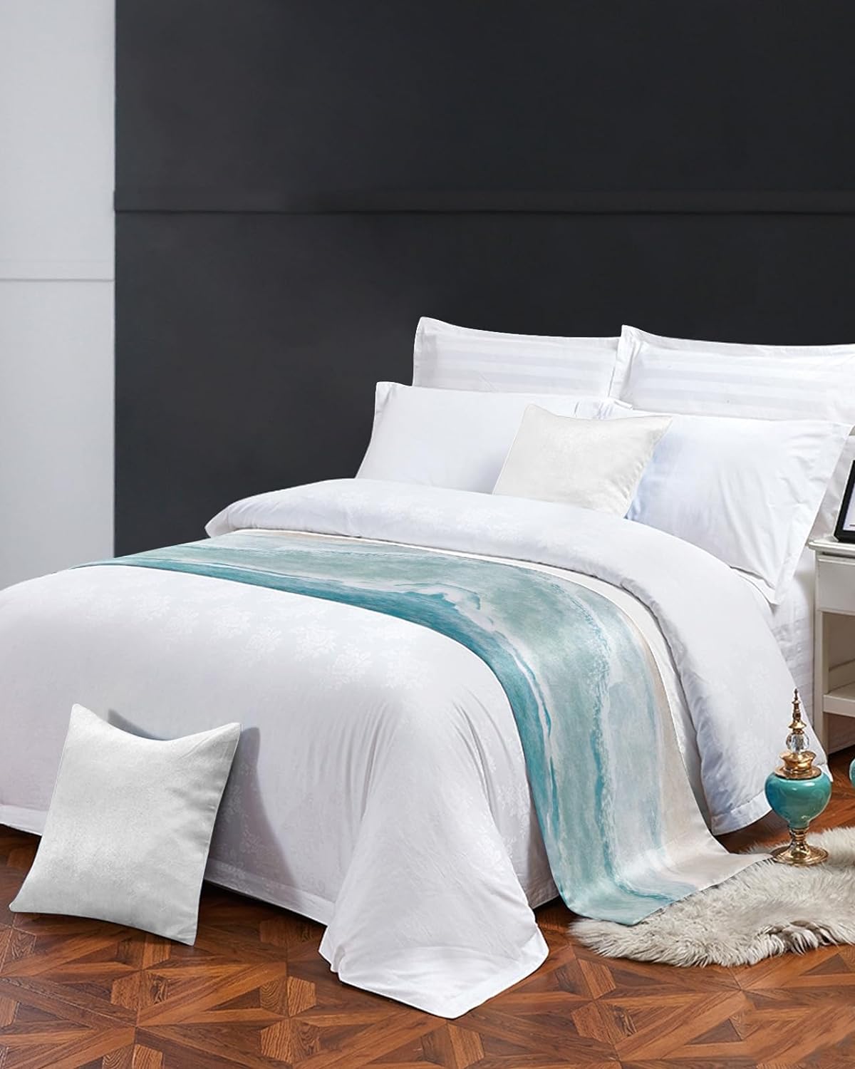 DecorLovee Summer Beach Bed Runner Cal King