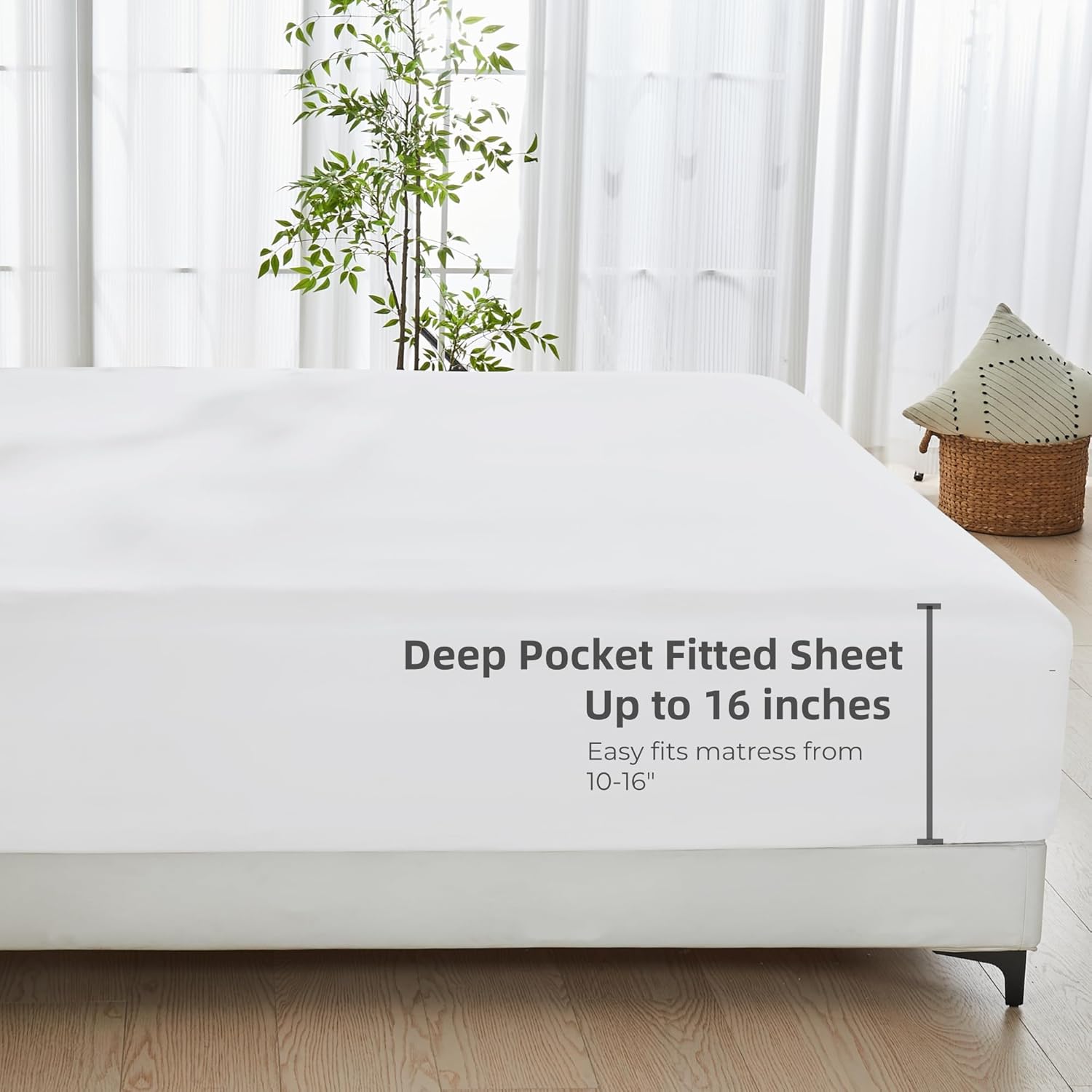 GOKOTTA Bamboo Rayon Fitted Sheet - King Size 16 Inch Pocket