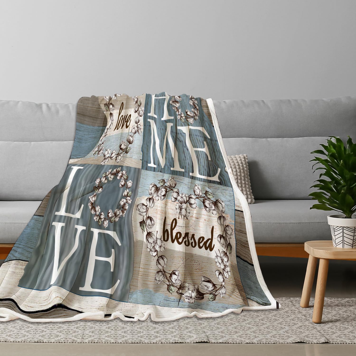 Rustic Floral Sweet Love Throw Blanket 50x60 Inches