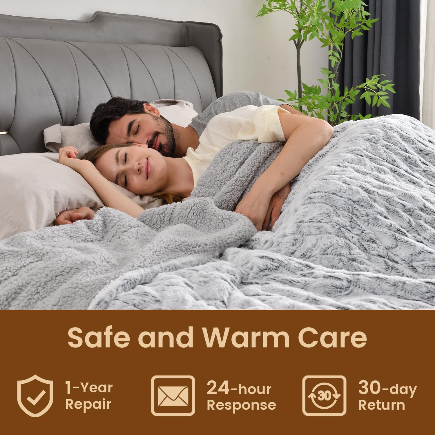 Bearhug King Size Electric Blanket with Dual Controllers