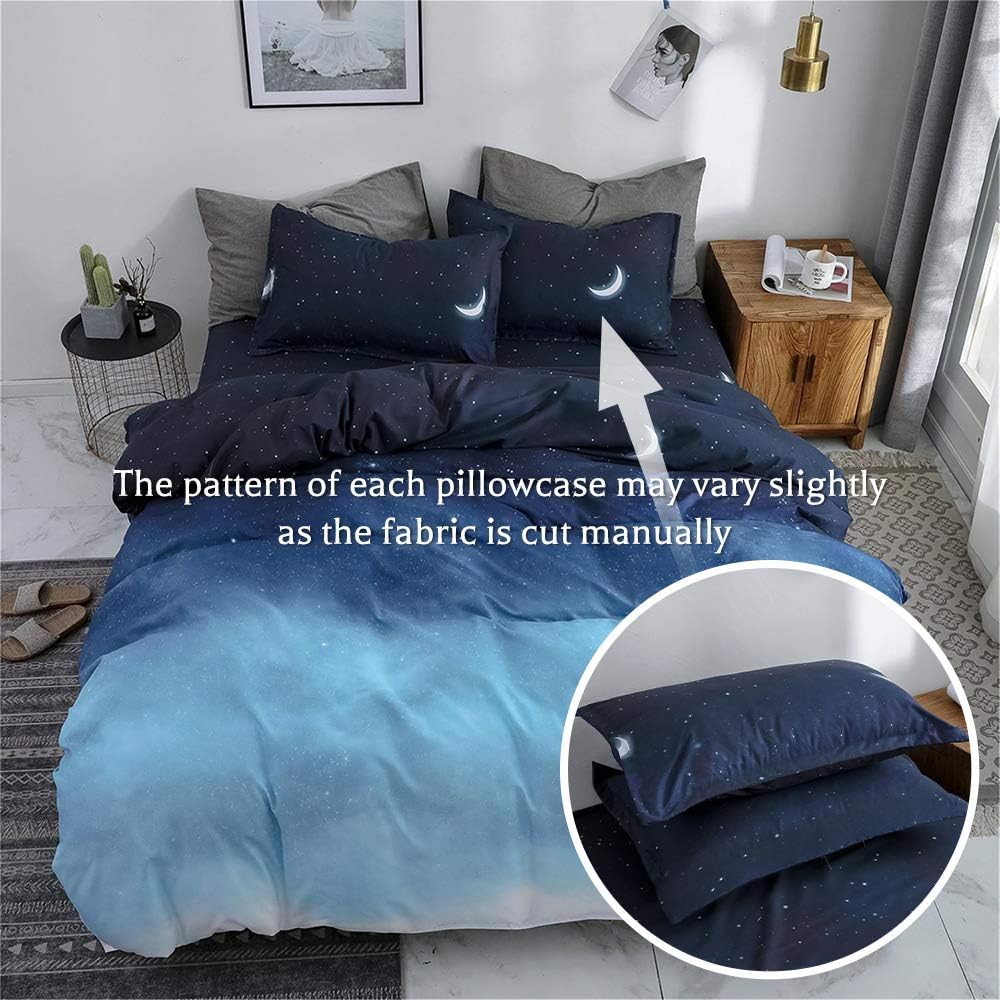 HYPREST Kids Duvet Cover Set Twin 2 Pcs Space Galaxy Print