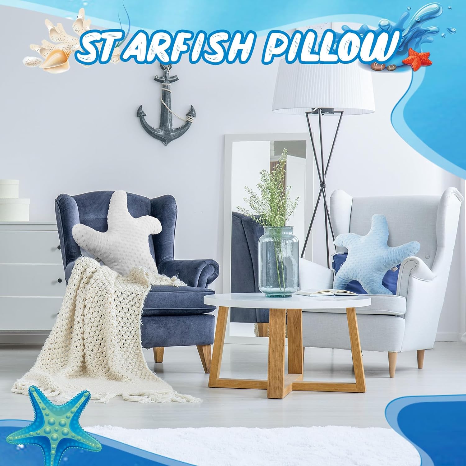 Tatuo 2 Pcs Starfish Throw Pillow Plush