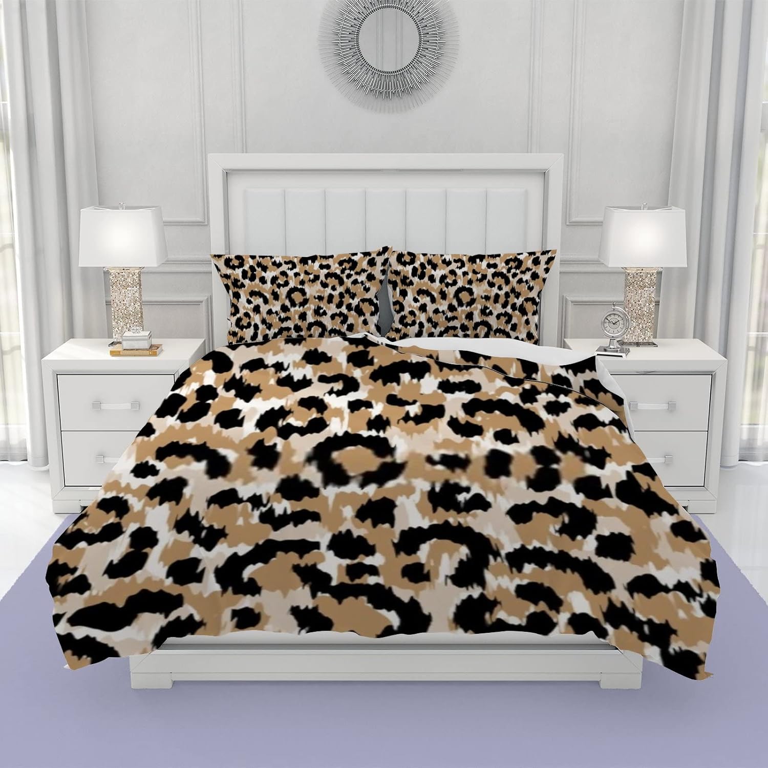 Hapuxt Home Duvet Cover Set Leopard Print 3 Pieces California King