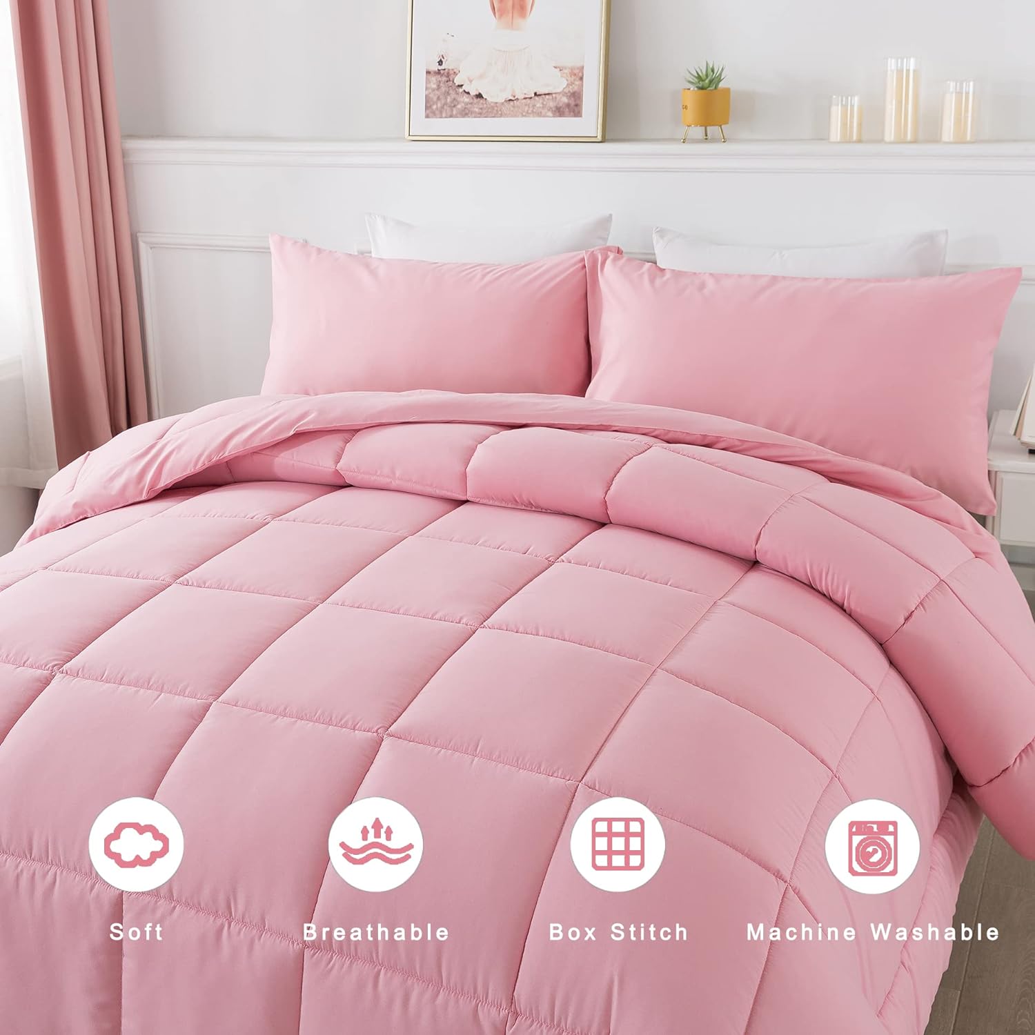 DOWNCOOL Queen Comforter Set with 2 Pillow Cases