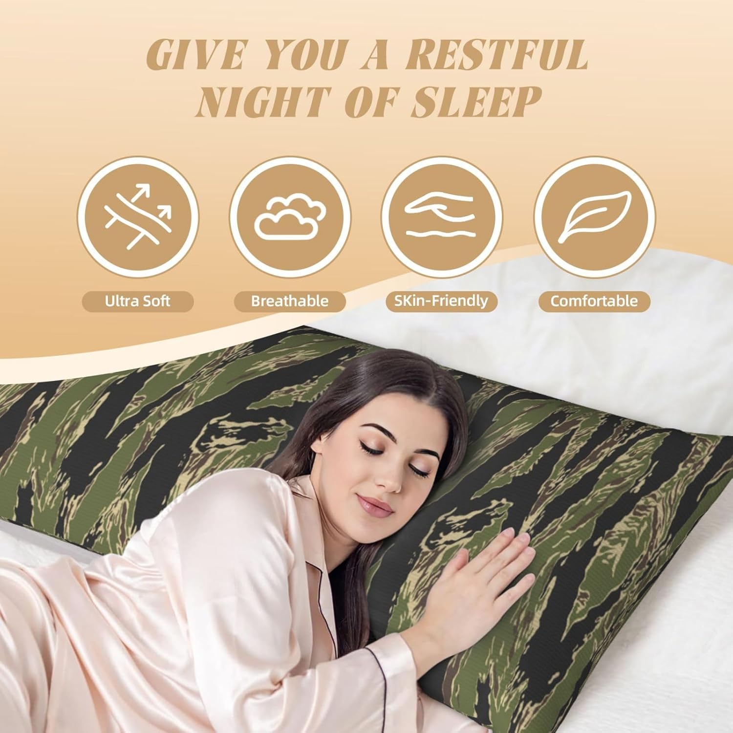 Army Military Camouflage Body Pillow Case Cover for Man and Kids