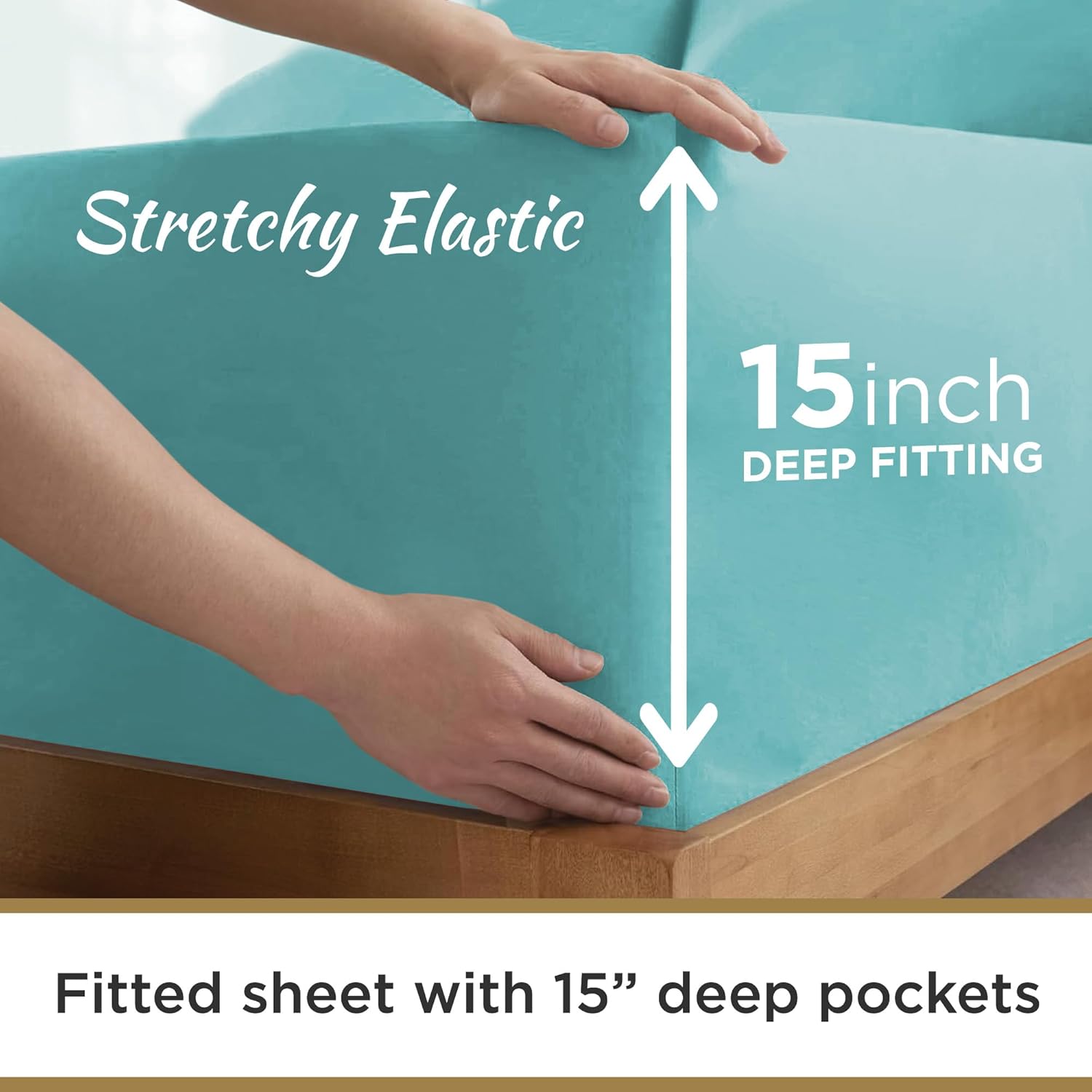 DESTINY CRESCENT BEDDING Microfiber Twin Aqua Blue 3 PC Sheets Deep Pocket 15