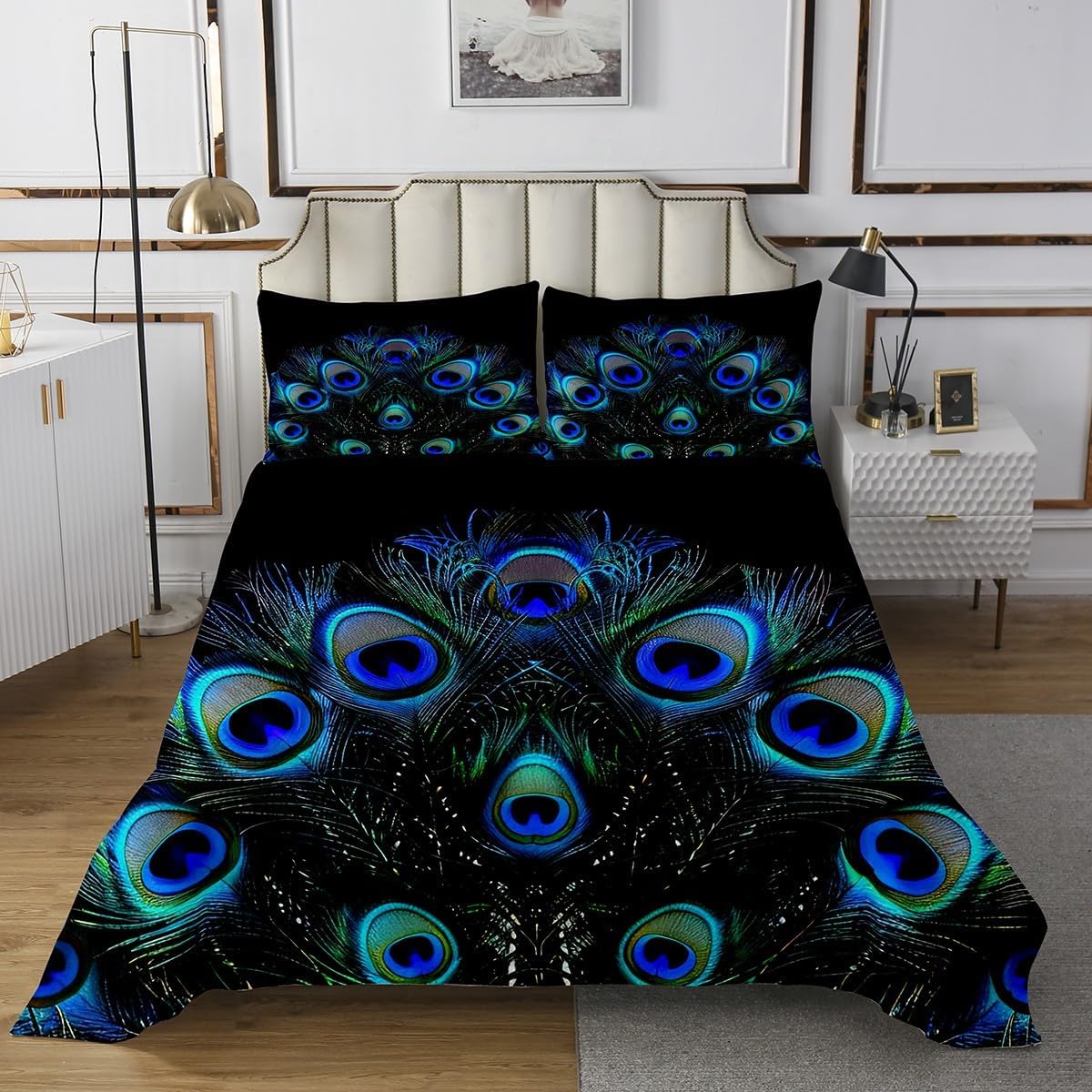 Erosebridal Peacock Feather Bedspread Set for Kids