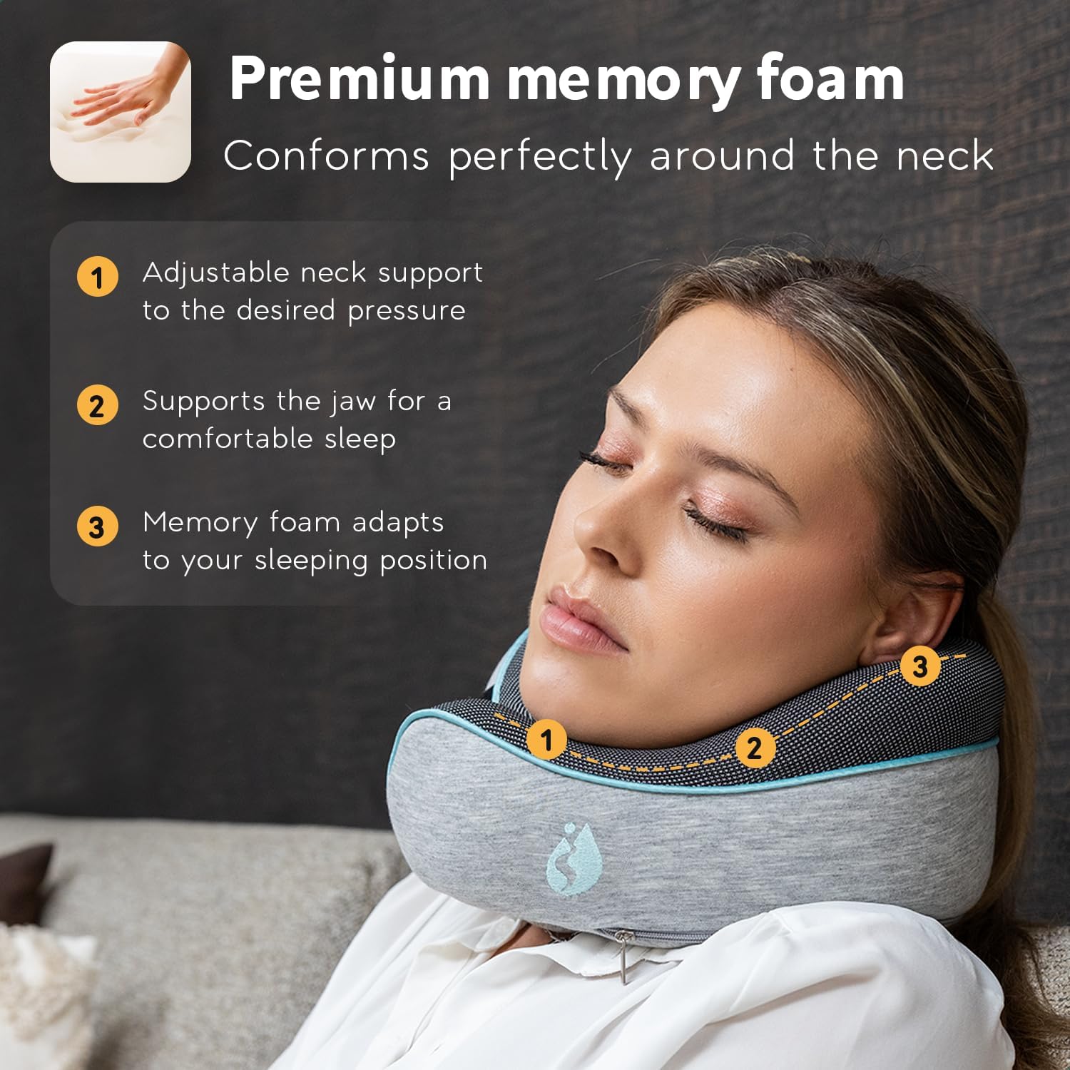 TRAVARA Memory Foam Neck Pillow for Airplanes