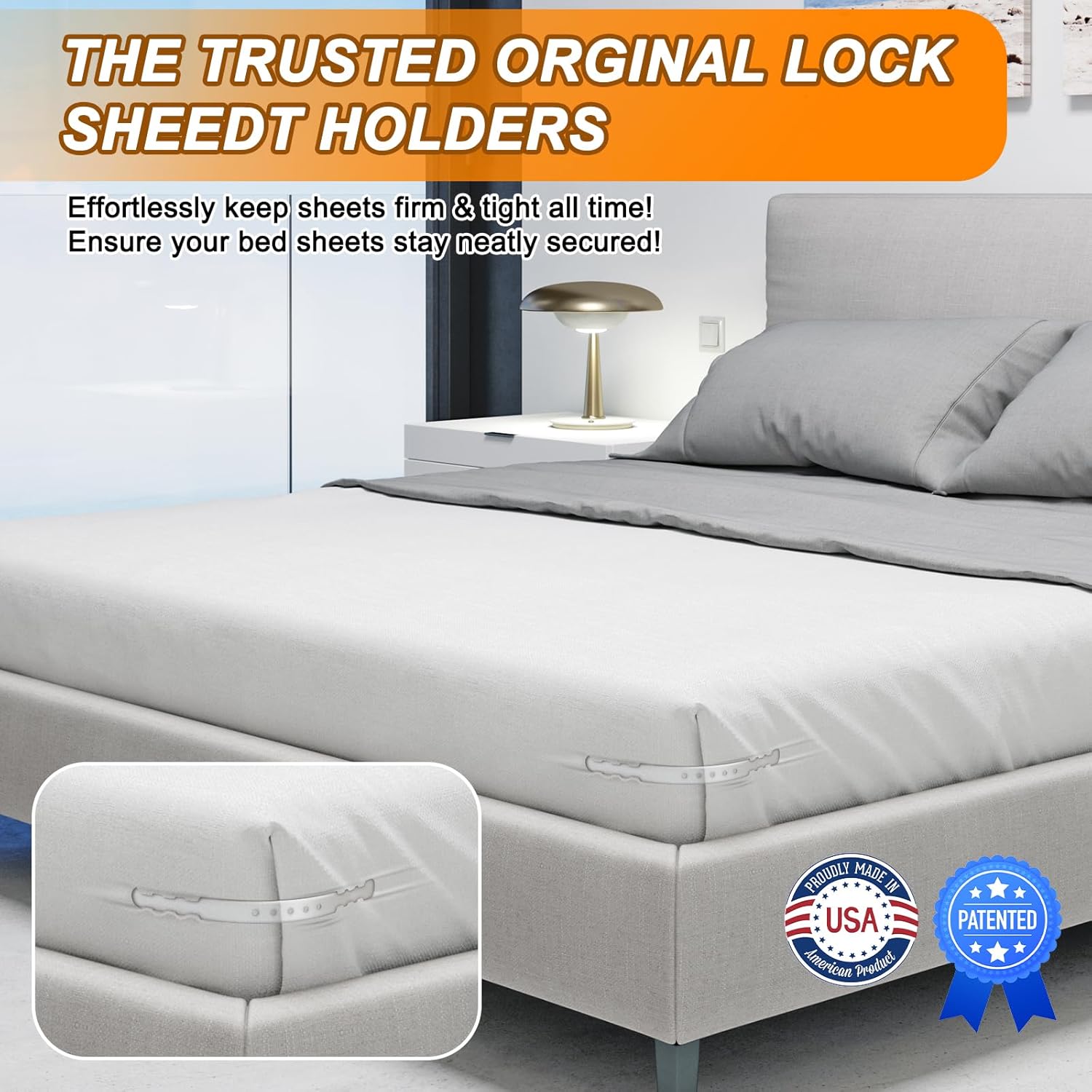 GASLIKE Lock Sheet Holders 4Pcs with Anti-Slip Pads