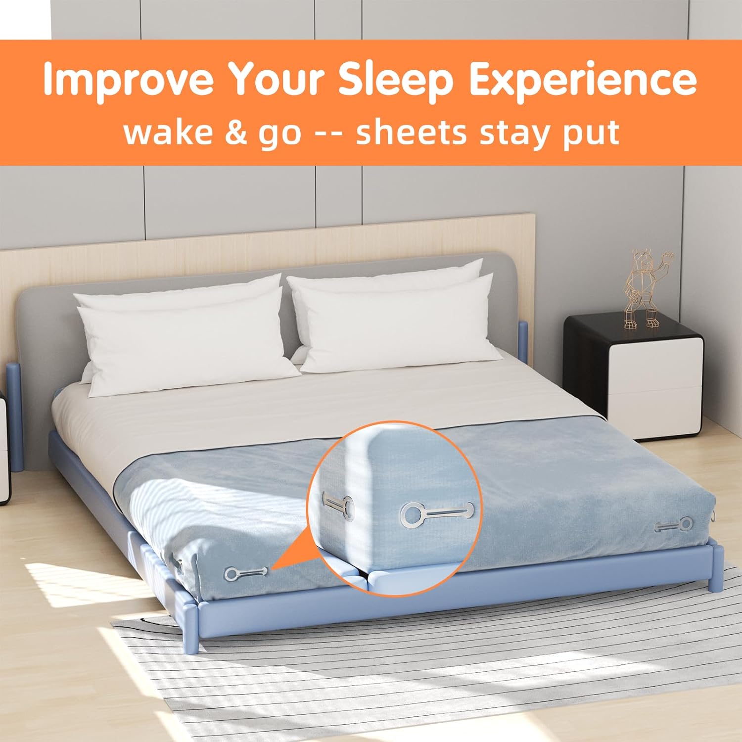 Fitenected Bed Sheet Holders Set of 4 - White