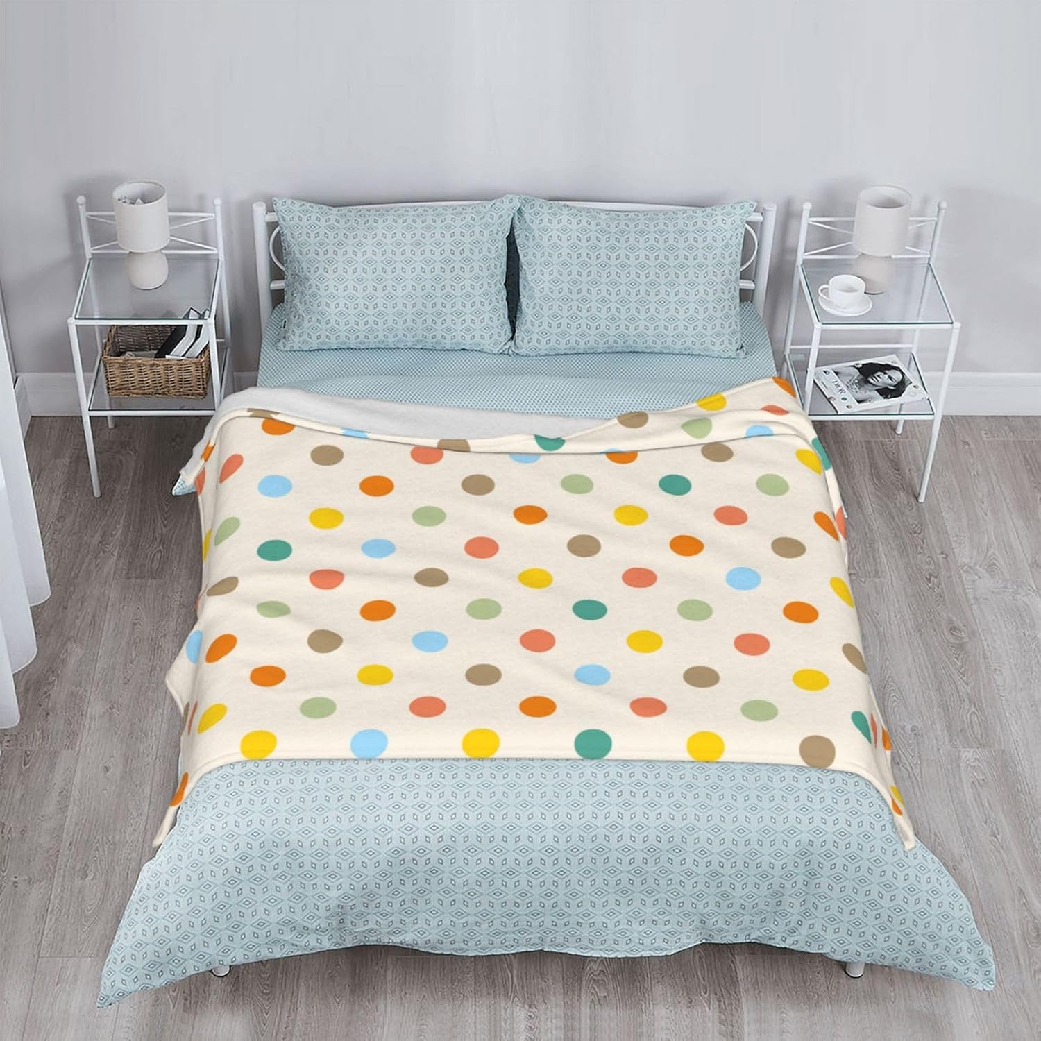 Colorful Retro Polka Dot Throw Blanket 50x40in