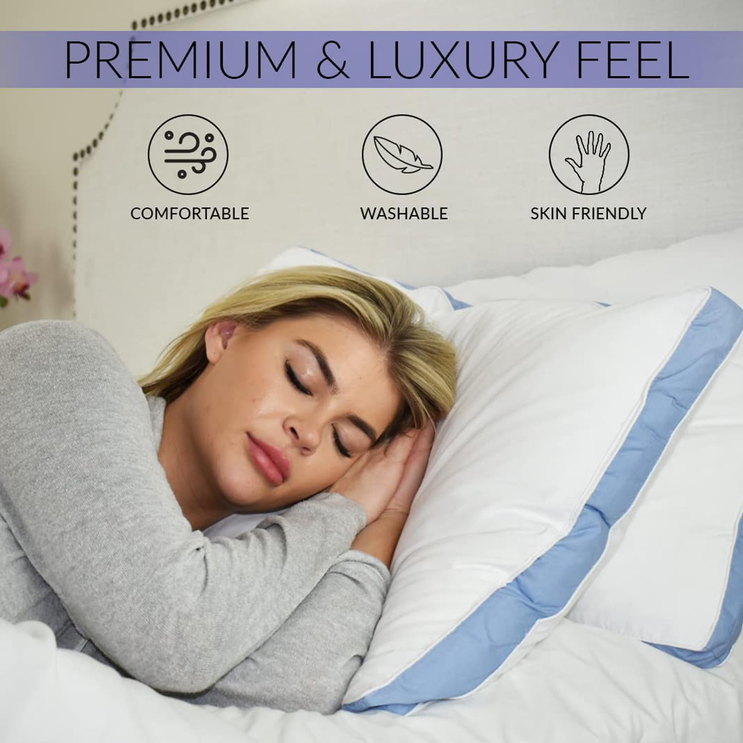 GOLD TEXTILES Queen Pillow Set of 2 - Hotel Luxury Soft Firm Support