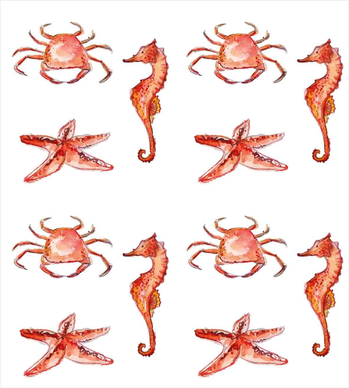 Ambesonne Nautical Duvet Cover Set with Crab and Seahorse Pattern