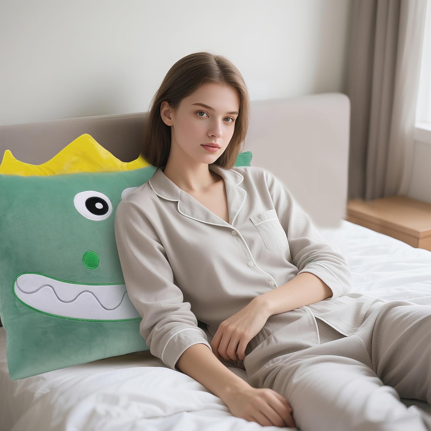 Dinosaur Plush Pillowcase - Soft 26x20 Inches for Kids