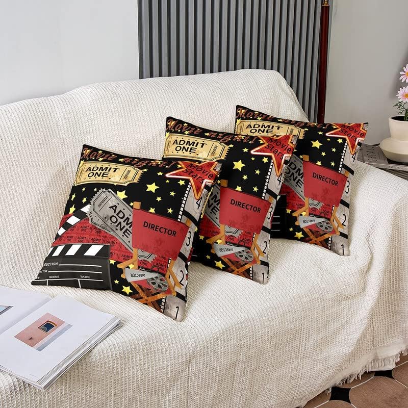 Feelyou Movie Night Reversible Pillow Covers Set of 2 20x20 Inch