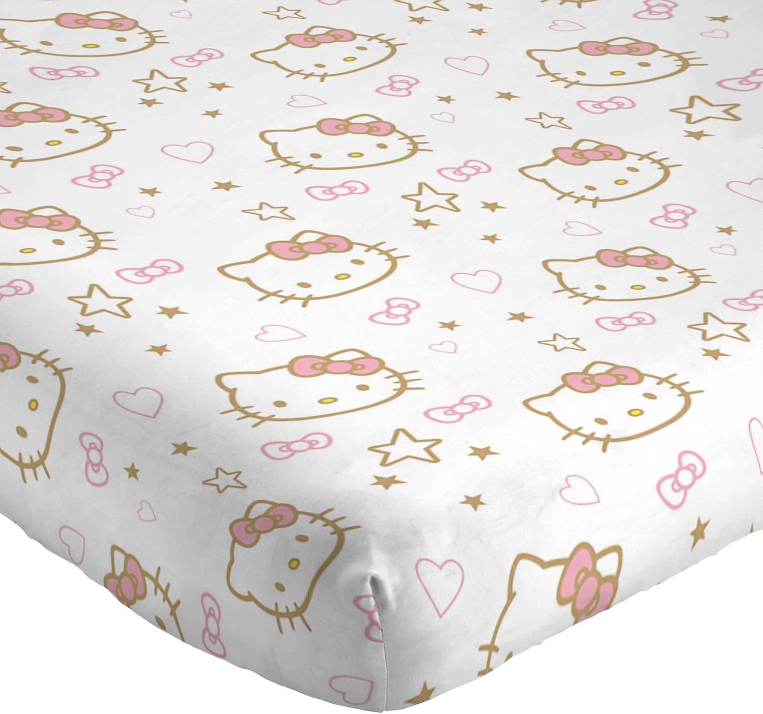 Jay Franco Hello Kitty Queen Sheet Set - 4 Piece Microfiber Stars Hearts Bedding