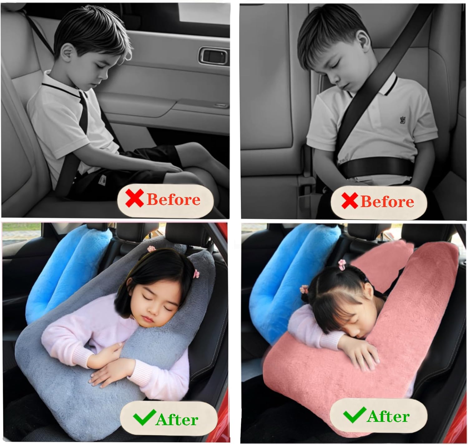 DCWINNES Kids Travel Pillow with Neck Support Pink 1