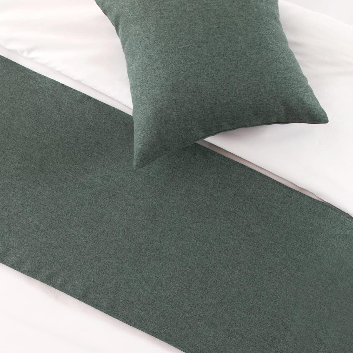 AMBERIS Bed Runner Blue-Green Imitation Linen Scarf for Home Hotel
