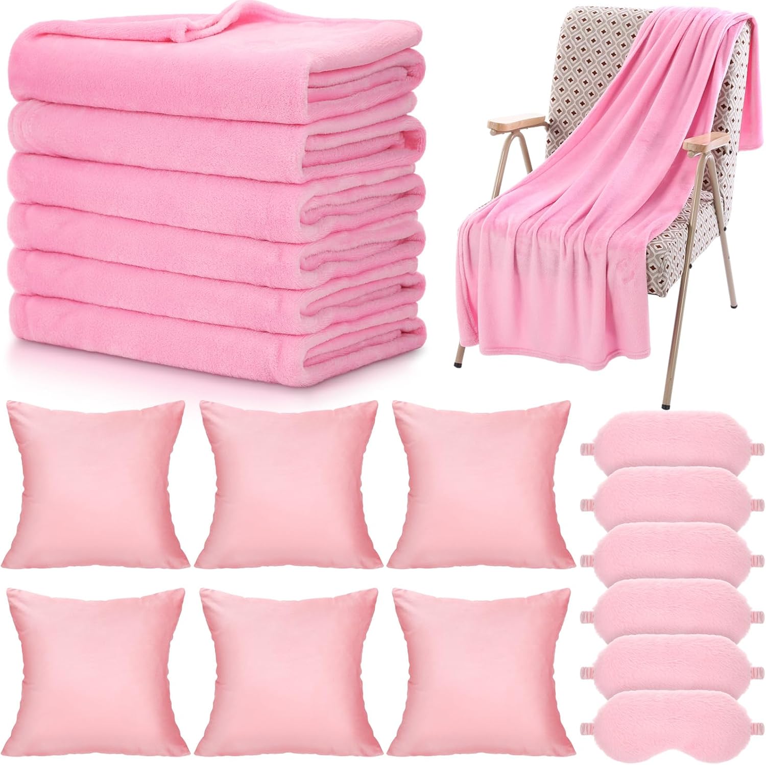18 Pcs Sleepover Party Supplies Set Pink