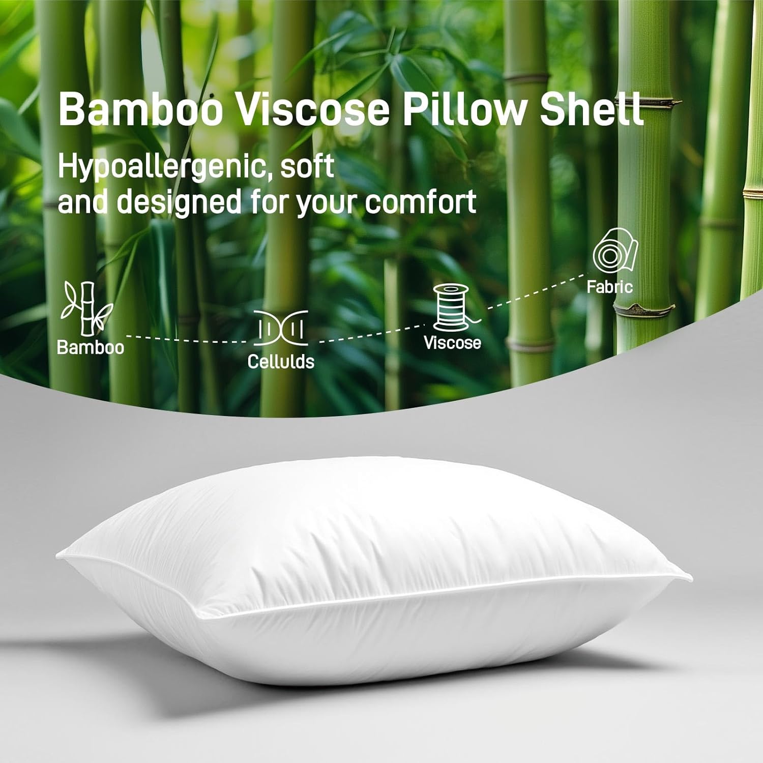 Alkyonos Bamboo Viscose Bed Pillows Set of 2 with Down Alternative Filling