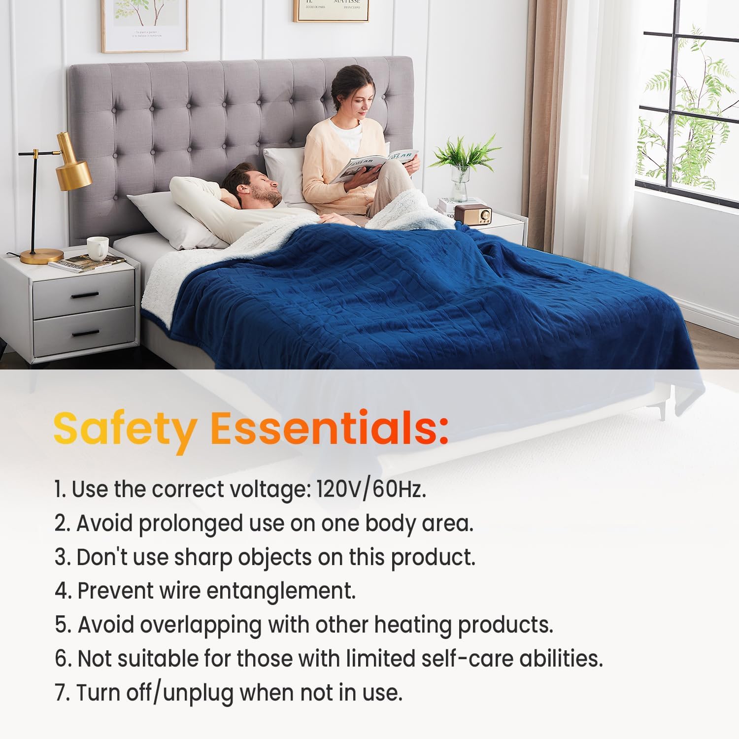 WOOMER Electric Heated Blanket Queen Size