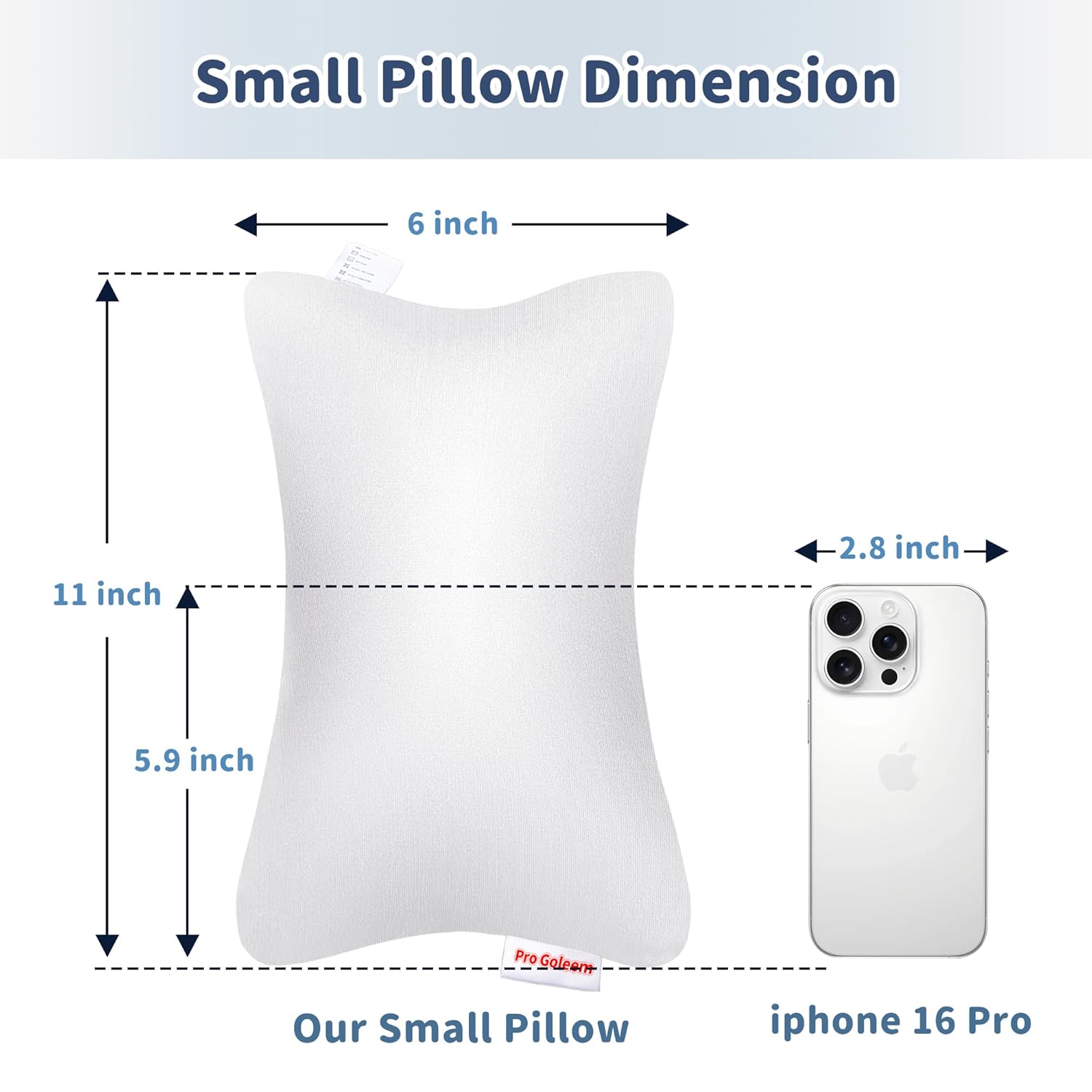 Pro Goleem Mini Travel Pillow 11x6x25 for Kids Baby Camping