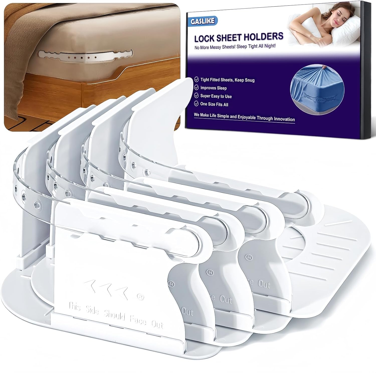 GASLIKE Lock Sheet Holders 4Pcs with Anti-Slip Pads