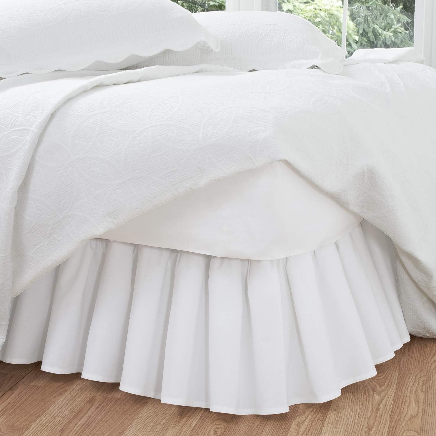 FRESH IDEAS Ruffled Bed Skirt Twin 14 Drop White