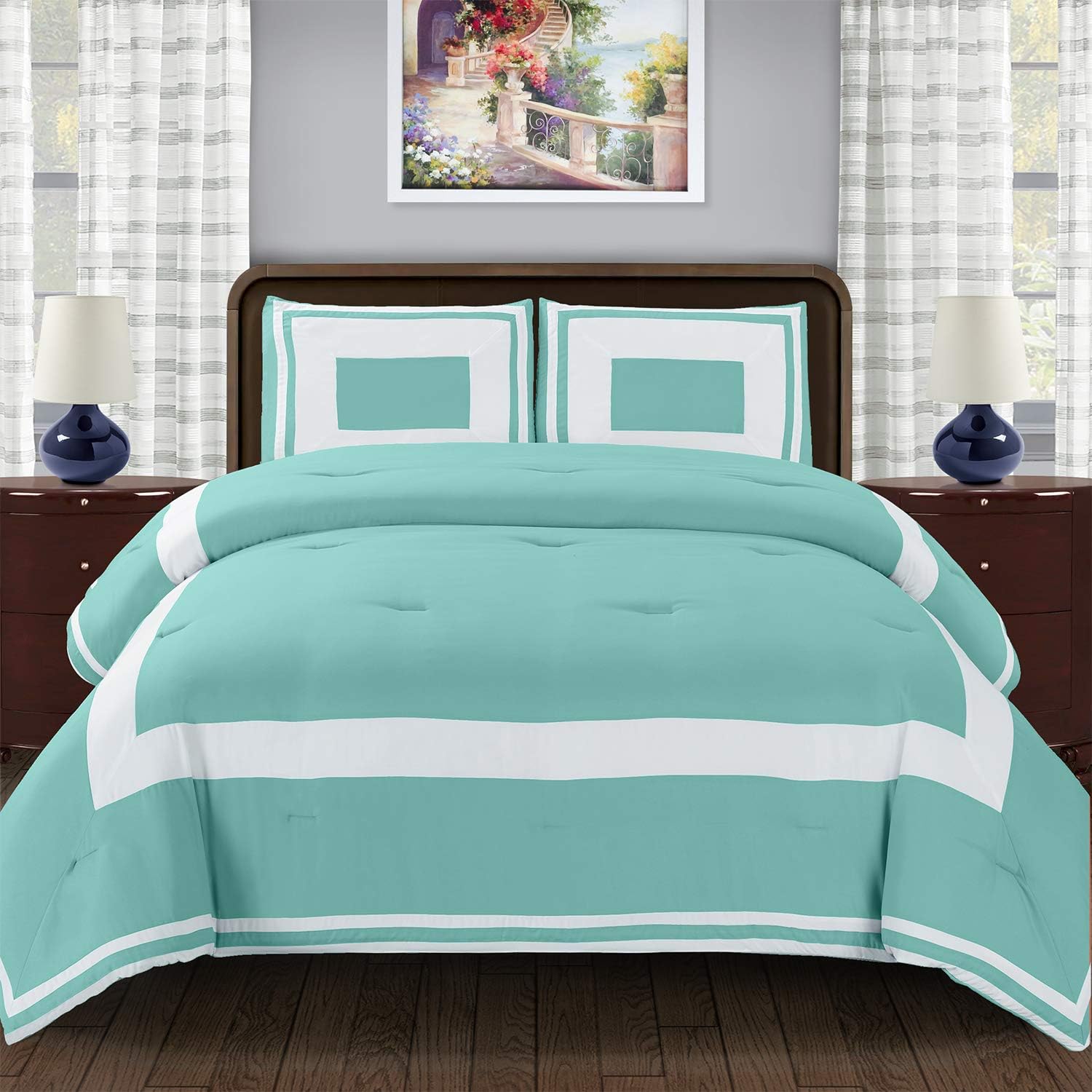 Superior Grammercy Comforter Set with Pillow Shams - KingCalifornia King Teal