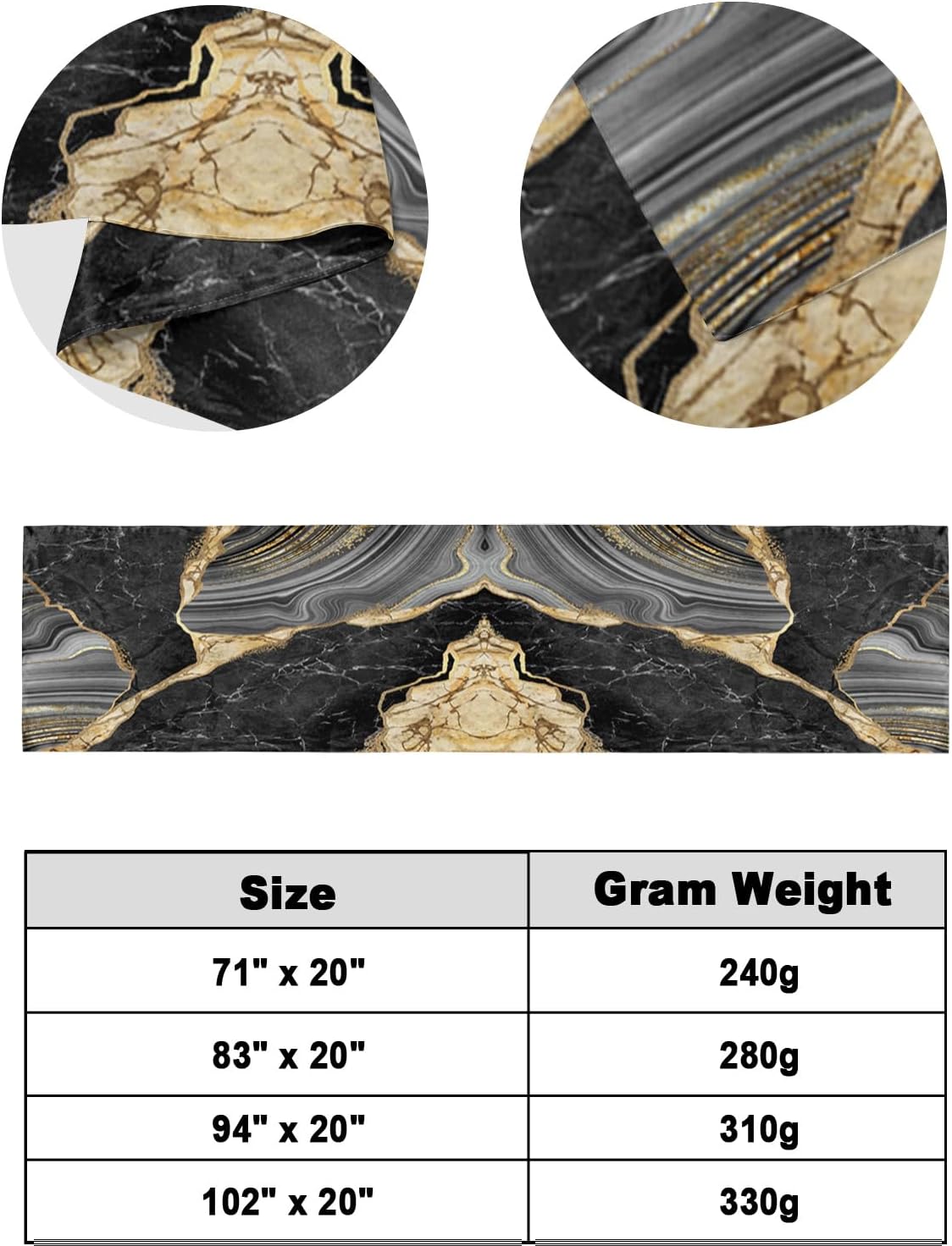 Sabolny Abstract Marble Bed Runner Scarf Cal King Size