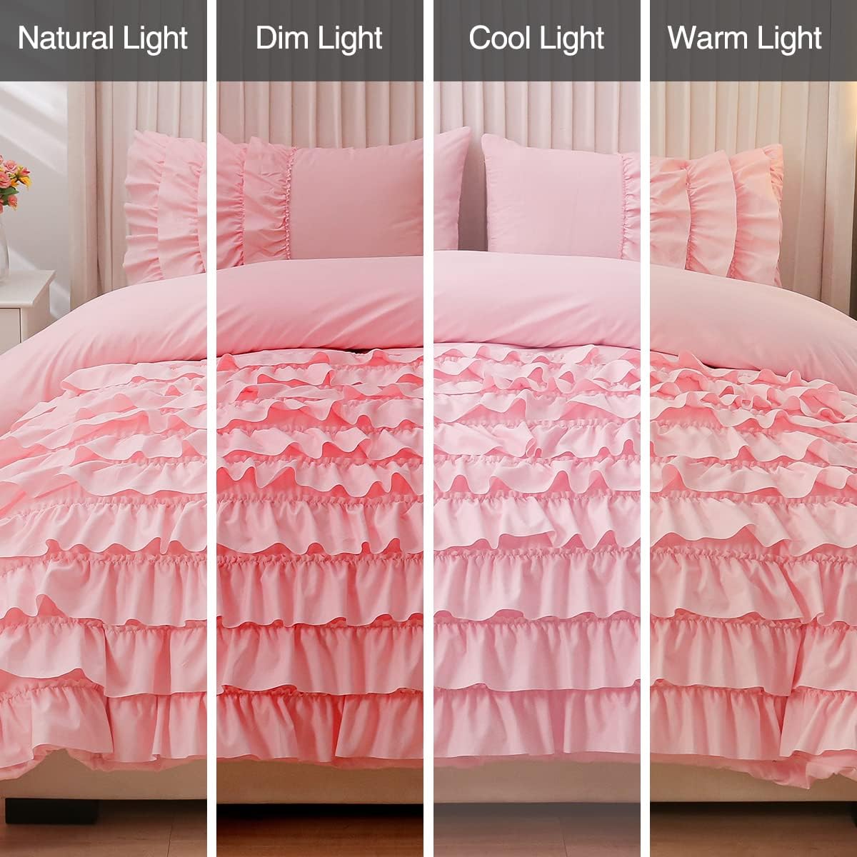 Holawakaka Pink Waterfall Ruffle Comforter Set