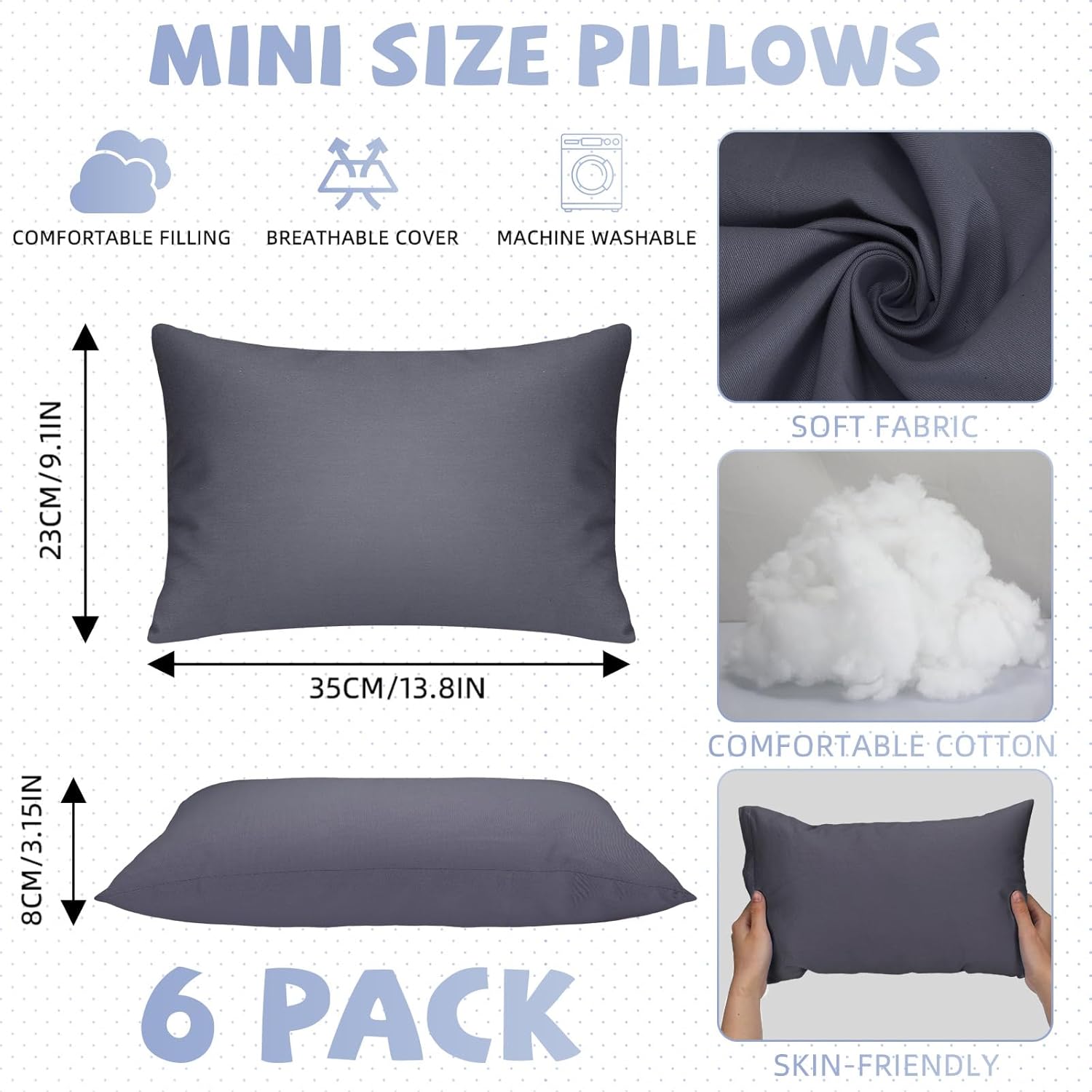 Kigley 6 Pack Mini Travel Pillows for Kids and Pets