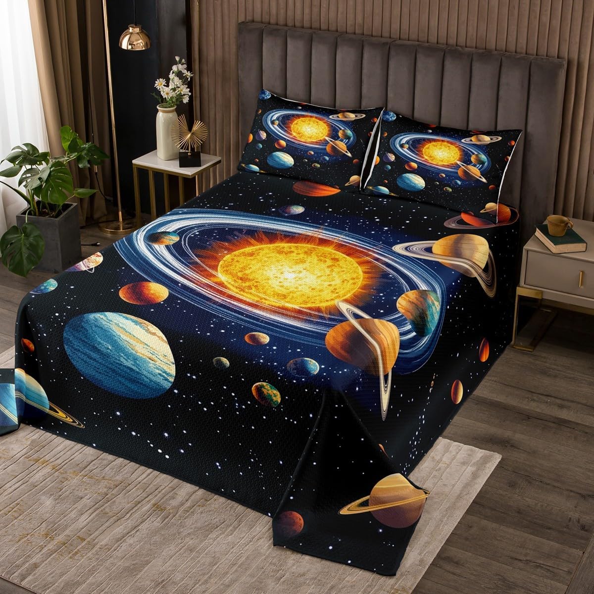 Manfei Colorful Space Quilts Set with Pillowshams