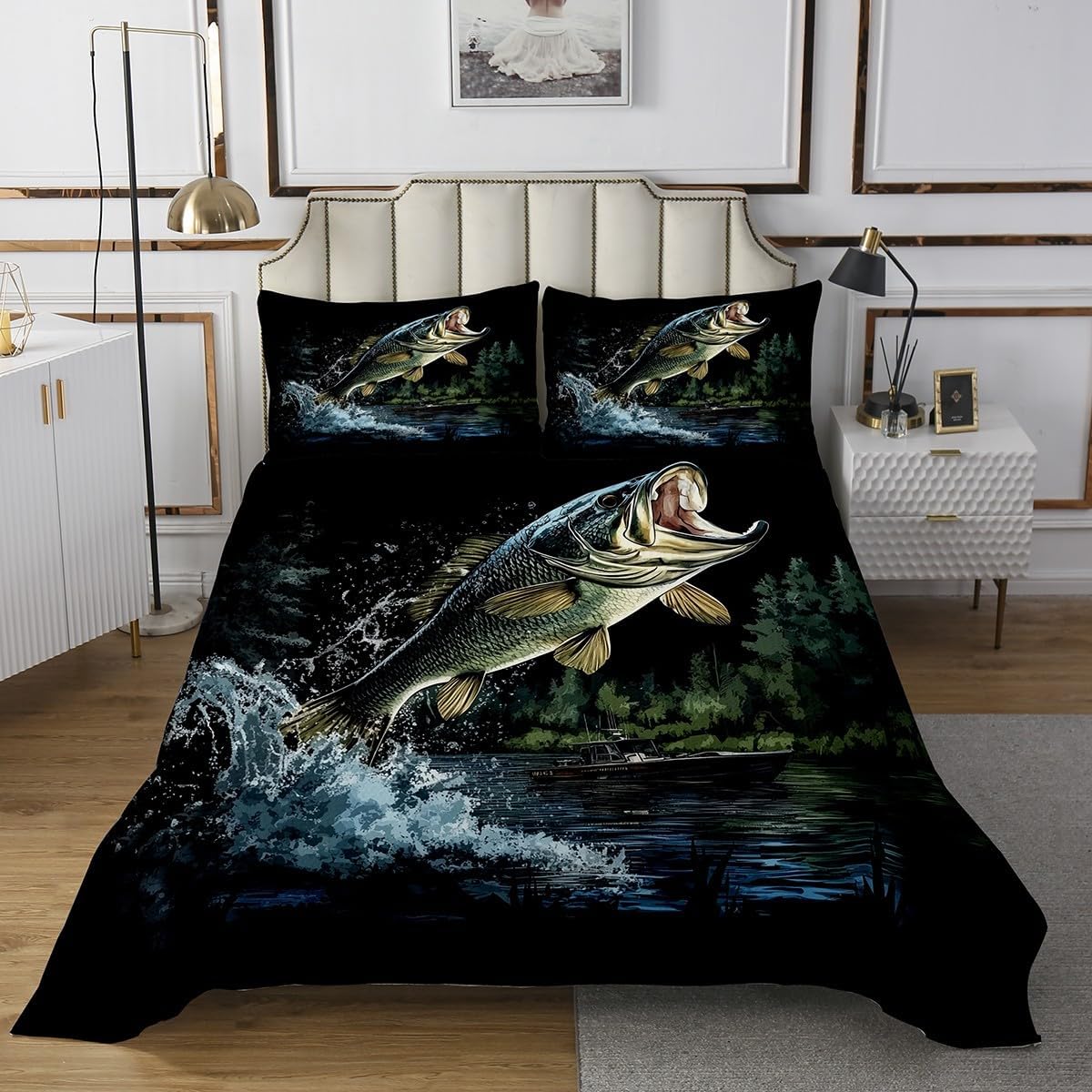 Feelyou Big Pike Fish Bedspread Set for Kids